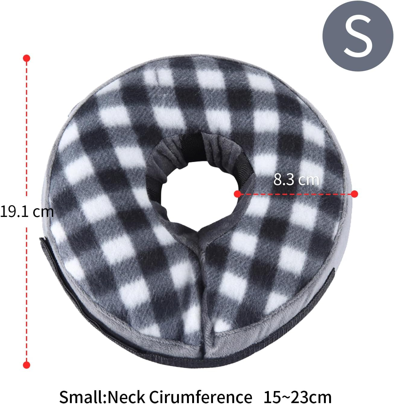 NACOCO Inflatable Dog Collar Recovery - Soft Protective Cat Cone for Pets to Prevent from Touching Stitches after Surgery Adjustable (Small, Grey)