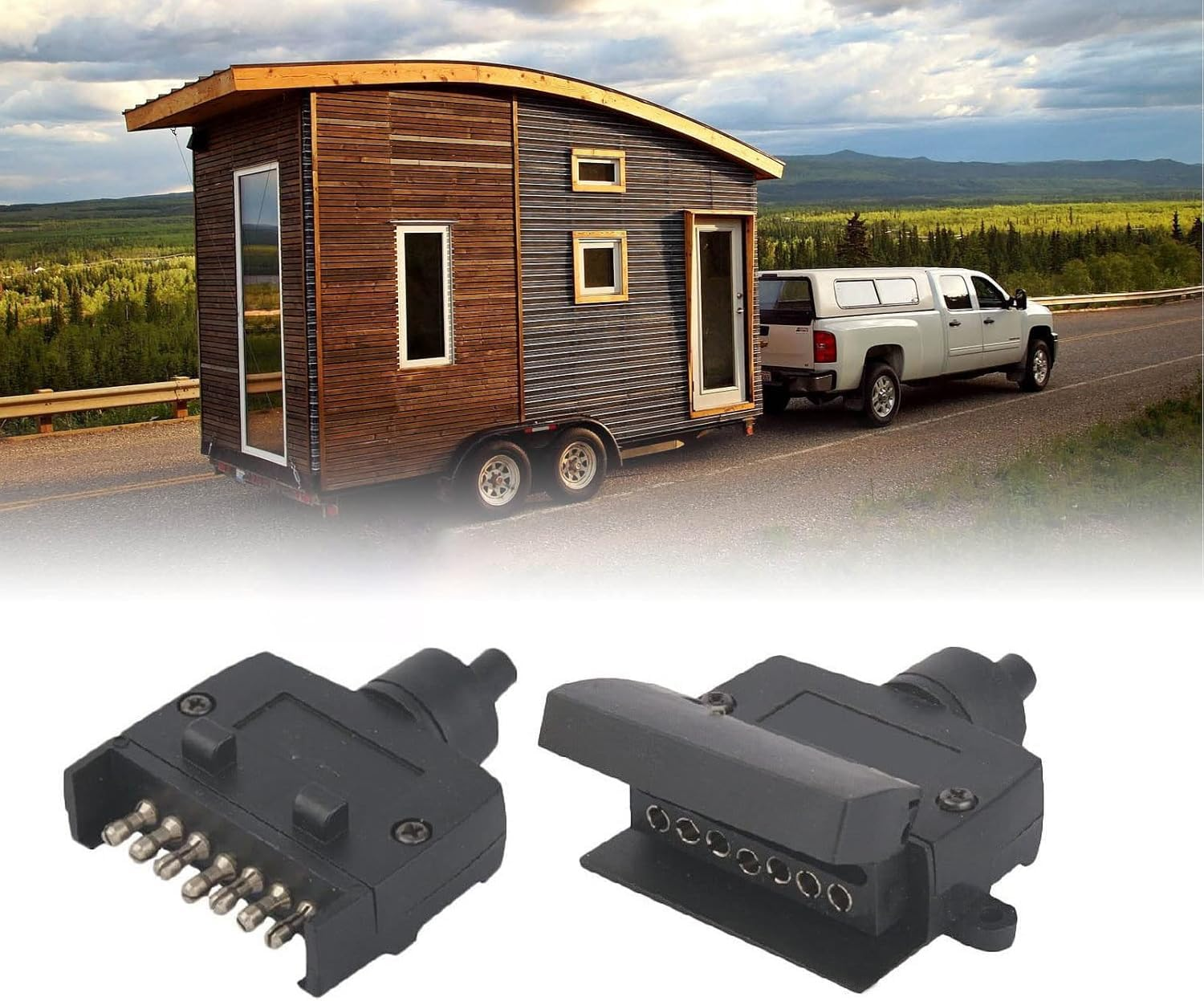 7 Pin Flat Trailer Plug Male & Female Socket Set Caravan Boat Adaptor Connector for Caravan Trailer Truck RV Boat image number 3