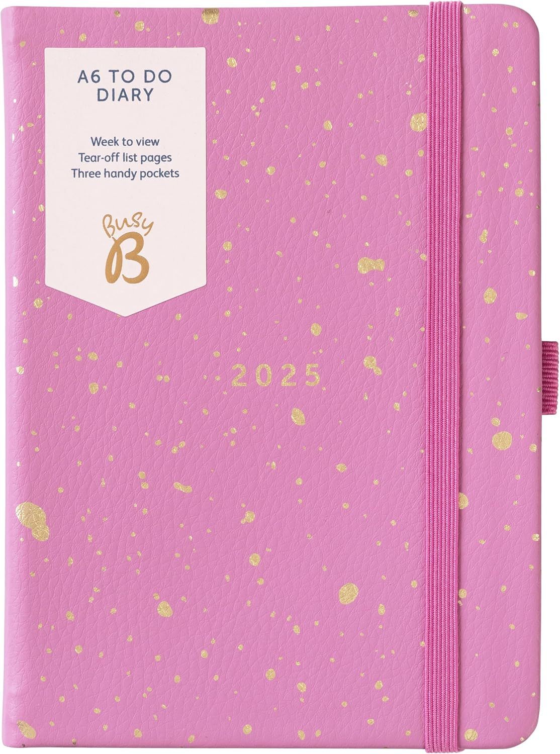 Busy B 2025 Diary A6 Weekly Planner with To-Do Lists & Notes Pages &ndash; Compact Fuchsia Faux Journal - Week-To-View Layout, 3 Pockets & Year Planner image number 4