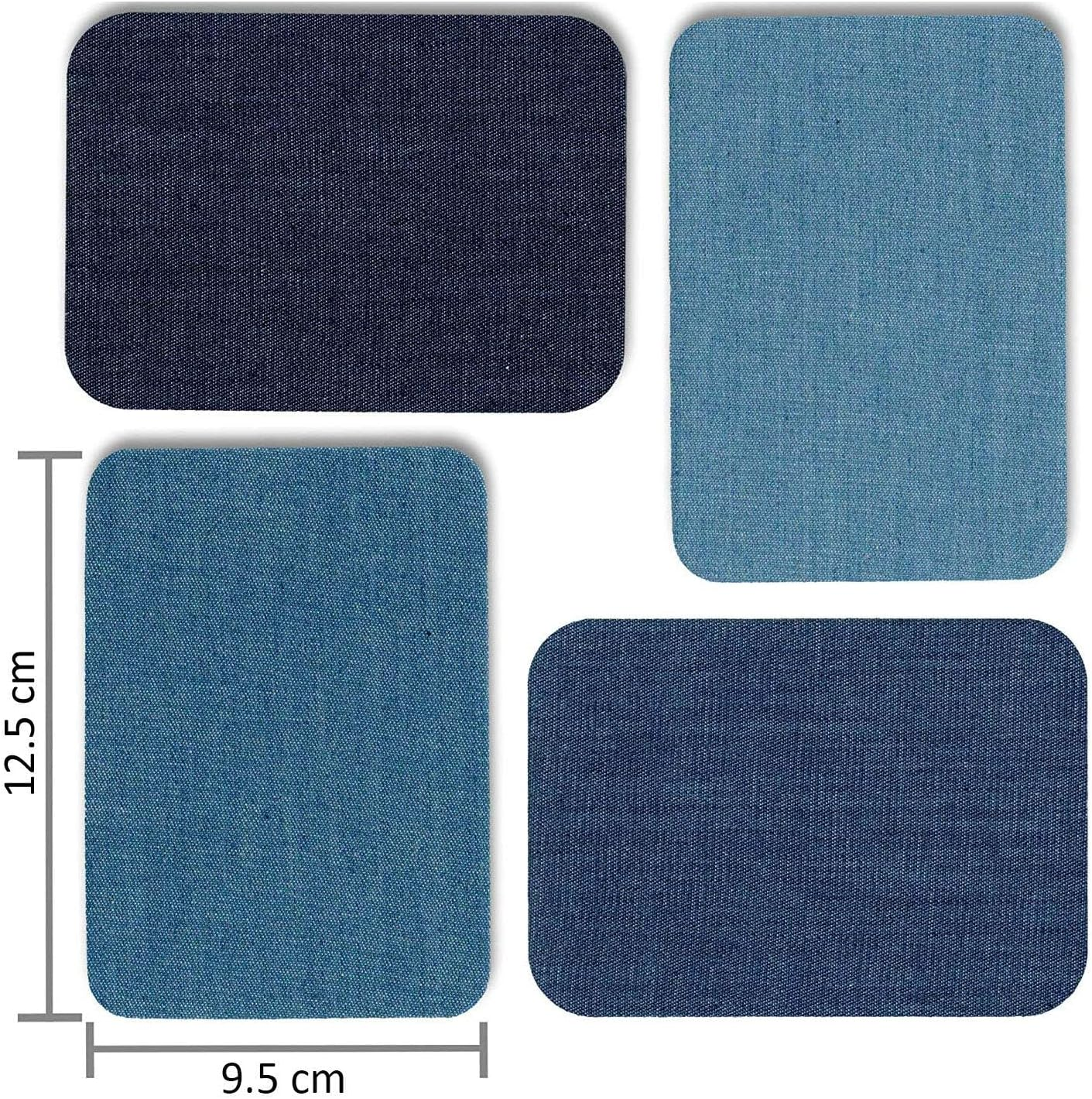 Jeans Denim Patches, 12Pcs Denim Ironing Repair Cloth, Blue Iron on Pants Patches for Jeans and Clothing Repair, 4 Shades of Blue image number 1