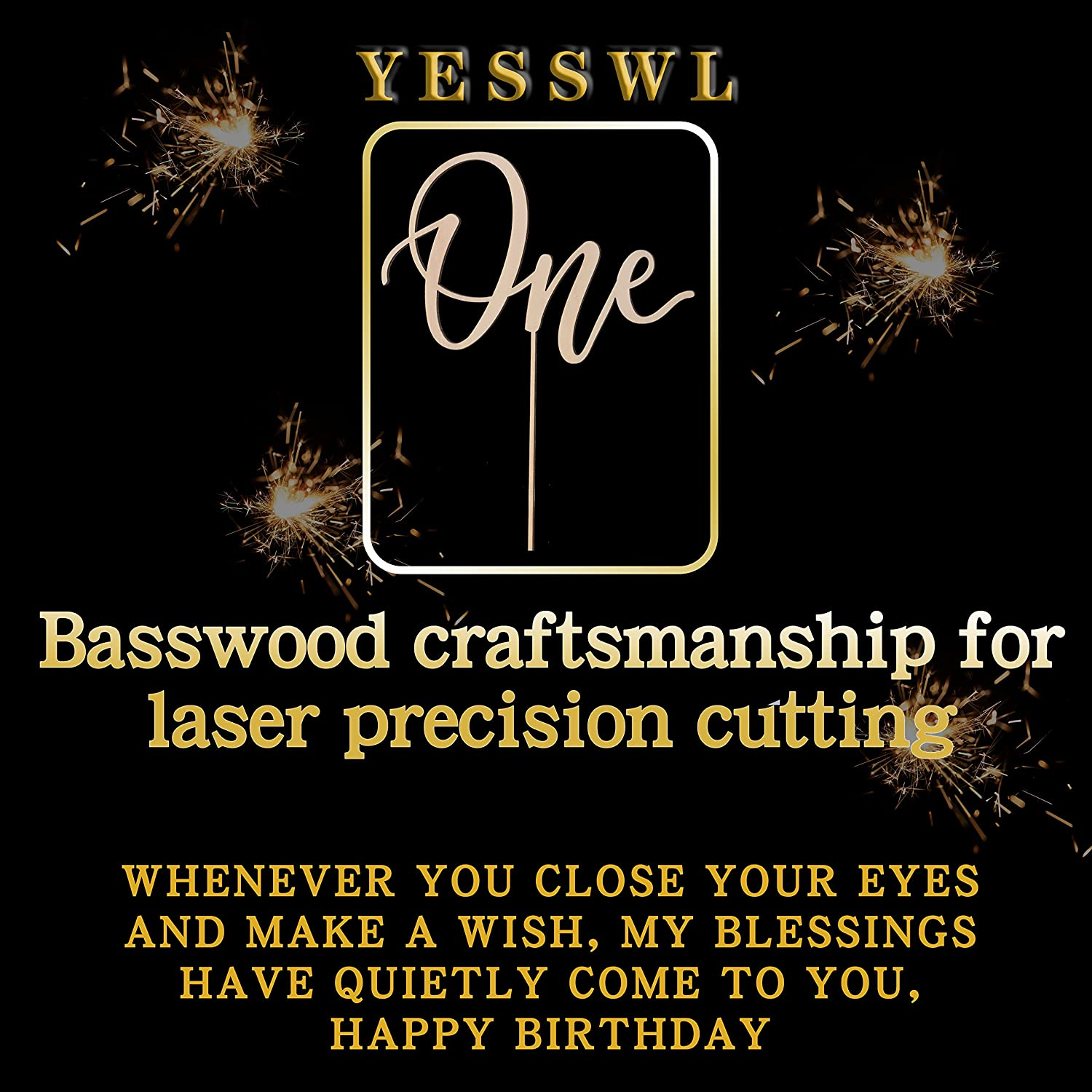 First Birthday Smash Cake Topper - 1St Birthday Wooden Topper for Photo Booth, Party Decoration image number 4