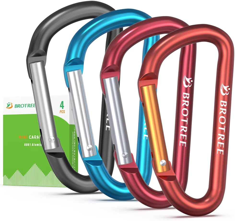 Brotree Small Carabiner Clips Mini Locking Carabiner - 6Cm Aluminum D-Ring - Screw Gate 2 X Grey Green image number 5