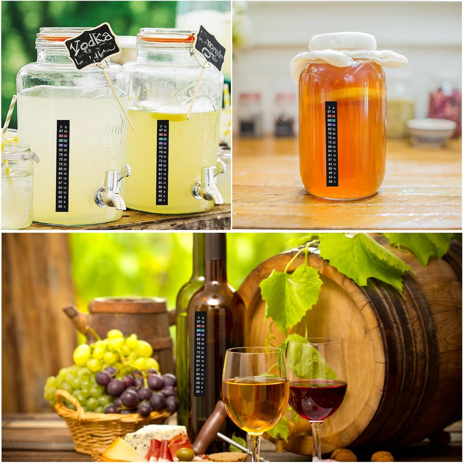 Brewing Thermometer Strip, Aquarium Thermometer Sticker, 39℉ to 97℉ & 4℃ to 36℃ (4PCS)