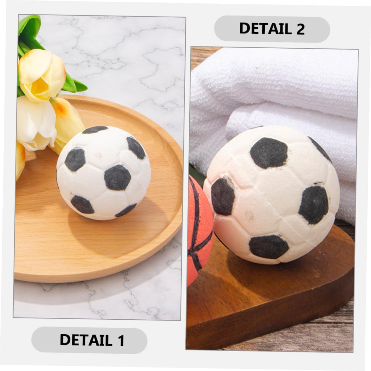 Healeved 2Pcs Football Shape Bath Salt Bomb Bubble Making Bath Soak Balls Portable Moisturizing for Boys and Girls Adults image number 3