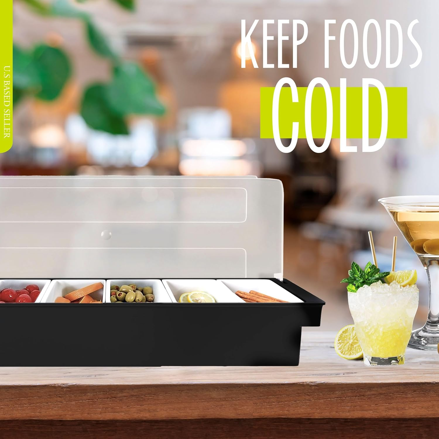 G. Francis Ice Cooled Condiment Serving Container Chilled Garnish Tray Bar Caddy for Home, Work or Restaurant image number 4