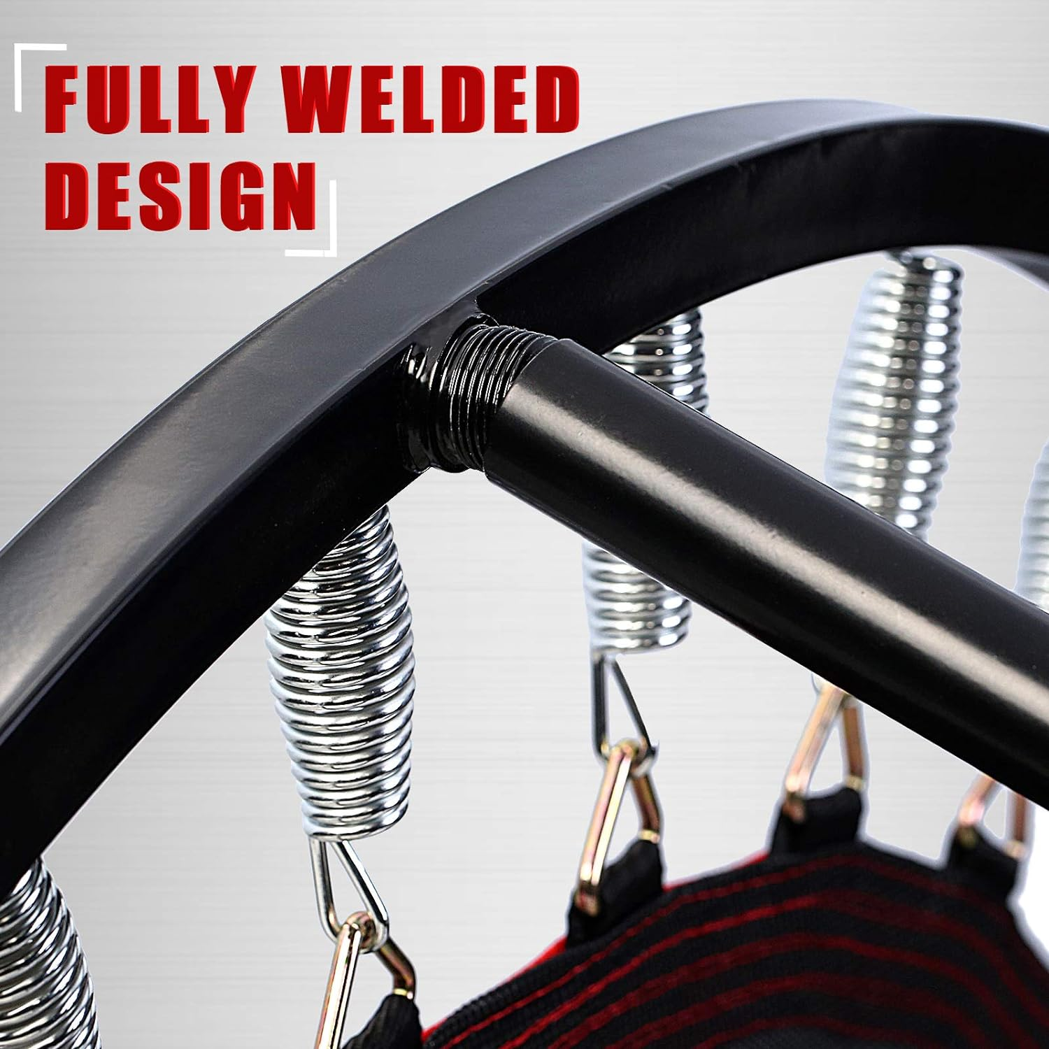 Kanchimi 40" Folding Mini Fitness Indoor Exercise Workout Rebounder Trampoline with Handle, Max Load 330Lbs - Black  Green image number 2