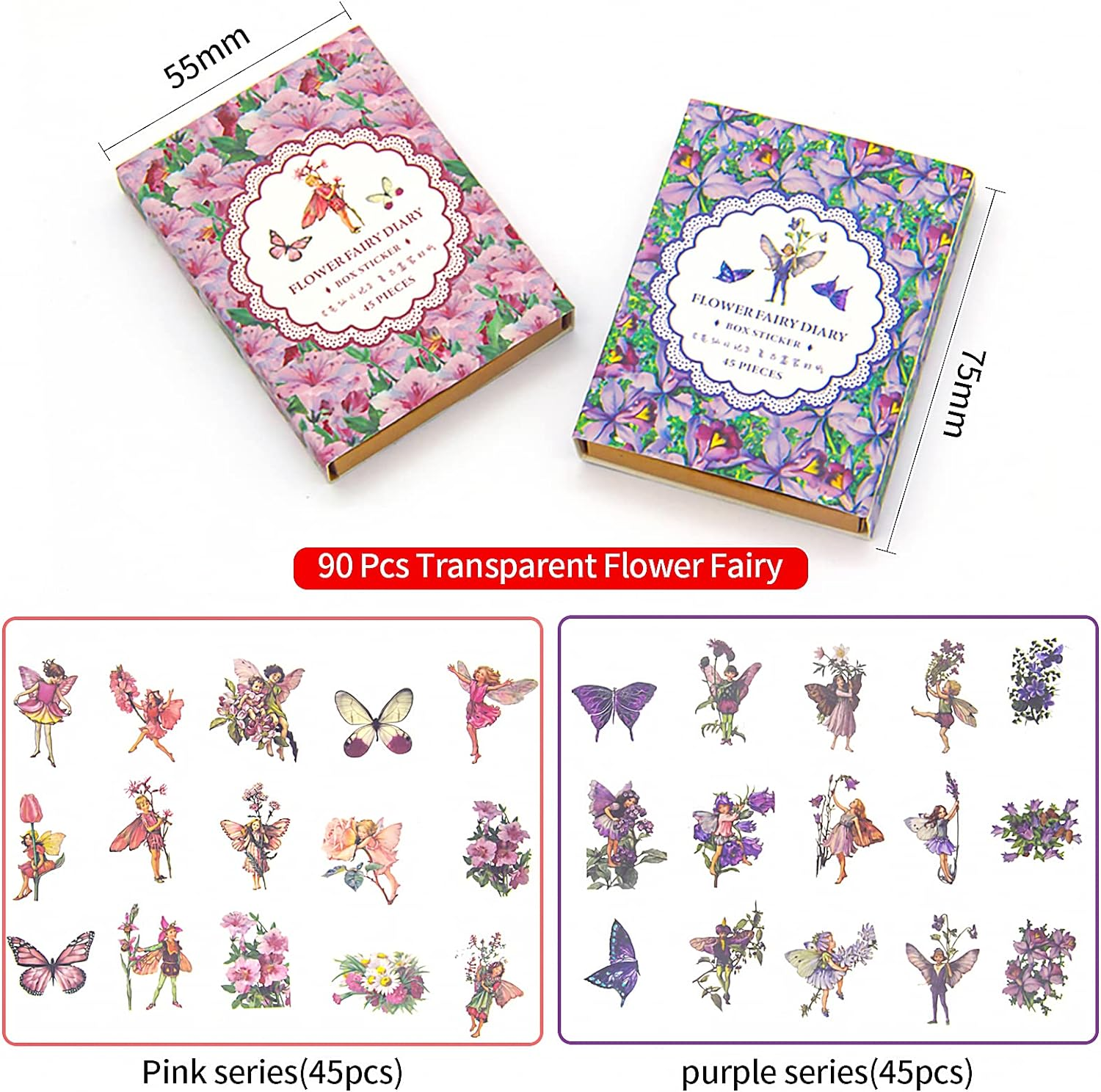 90 Pieces Fairy Stickers for Scrapbook, Transparent Flower Fairy Patch for Scrapbooking Hand Ledger Phone Case Laptop Diary DIY Crafts image number 6