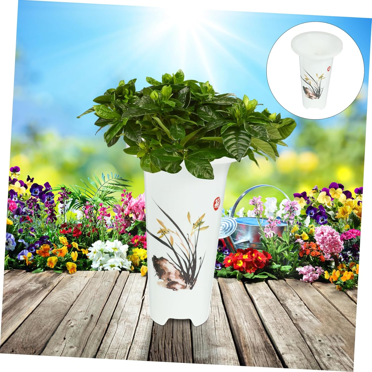 GANAZONO High Flowerpot Drainage Holes for Deep Planting Versatile Garden Nursery Pot for Indoor and Outdoor Use for Flowers and Greenery image number 5