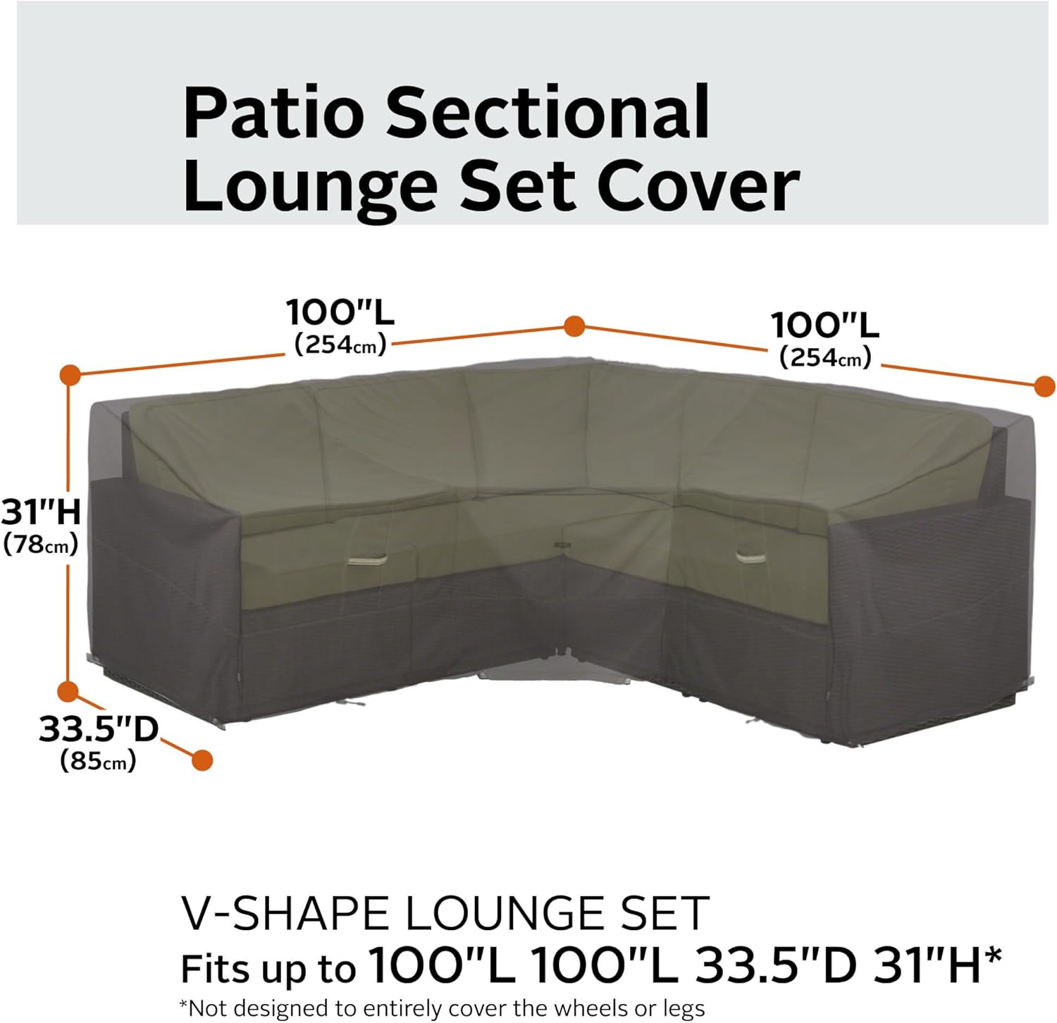 Classic Accessories Ravenna Water-Resistant 100 Inch Patio V-Shaped Sectional Lounge Set Cover, Patio Furniture Covers image number 3