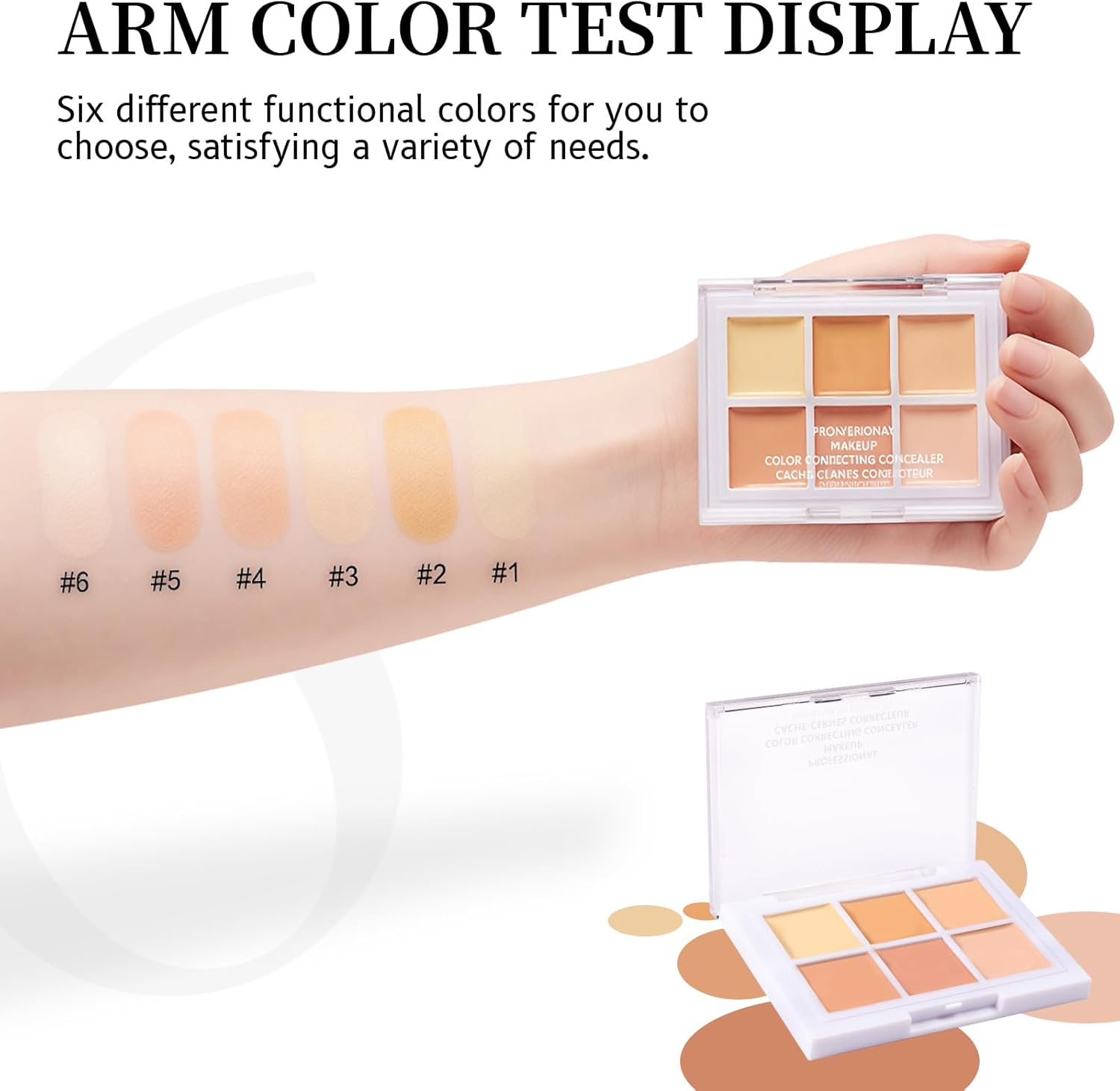 DAGEDA 6 Colors Concealer Palette, Full Coverage Smooth Color Corrector Cream, Long Lasting and Water-Proof Colour Correcting Concealer, Multi-Functional Concealing Palette for Face Makeup (02 Light) image number 4