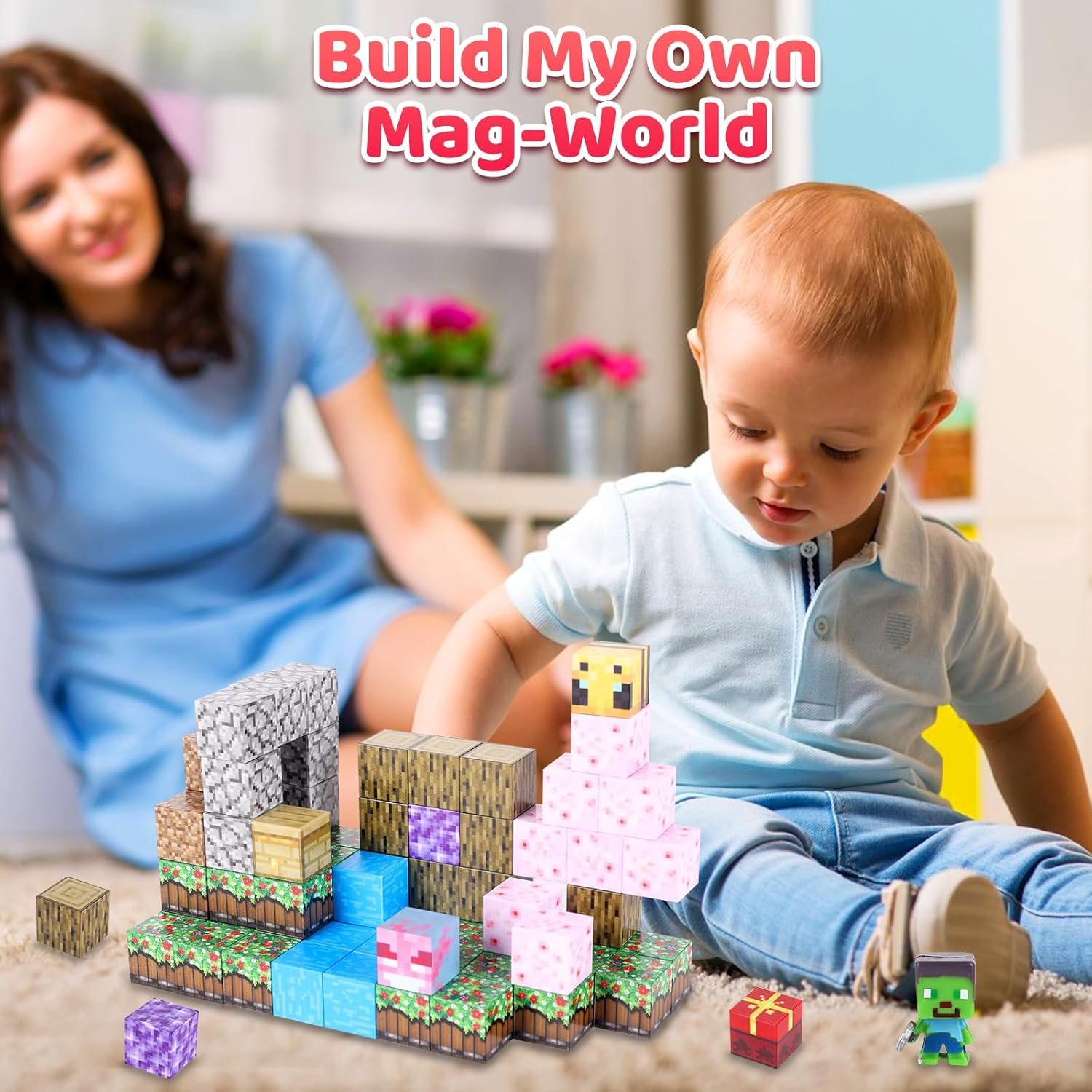 128-Piece Premium Magnetic Blocks - Sakura Party Set, STEM Learning Kids Toys, Safe and Durable Magnetic Building Blocks, Perfect Gifts for Boys Girls above 3 Years Old image number 6