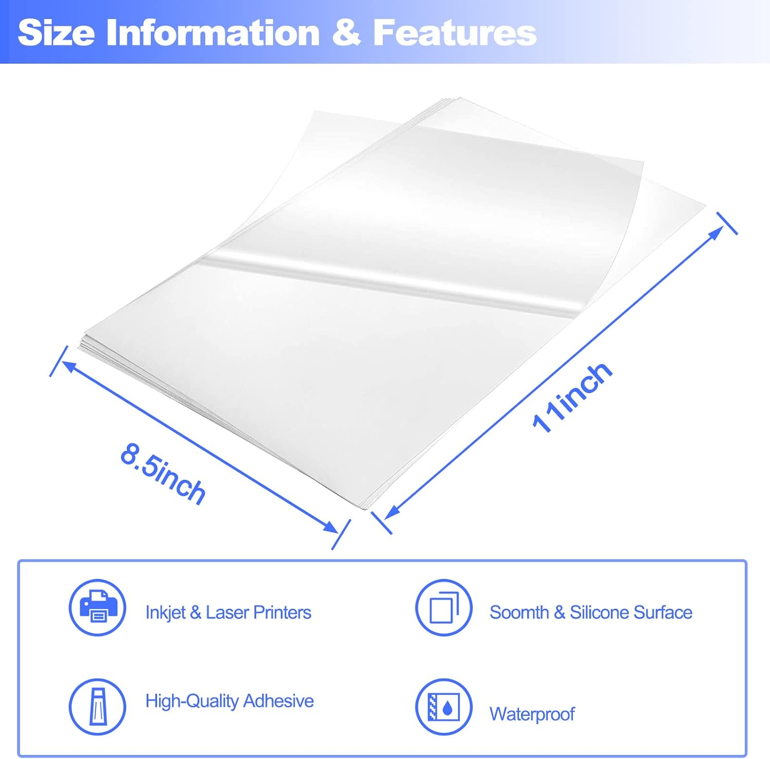 Printable Transparent Sticker Paper - 8.5" X 11" Blank Custom Label Sticker Sheets - 30 Clear Sheets - for Inkjet Printers image number 2