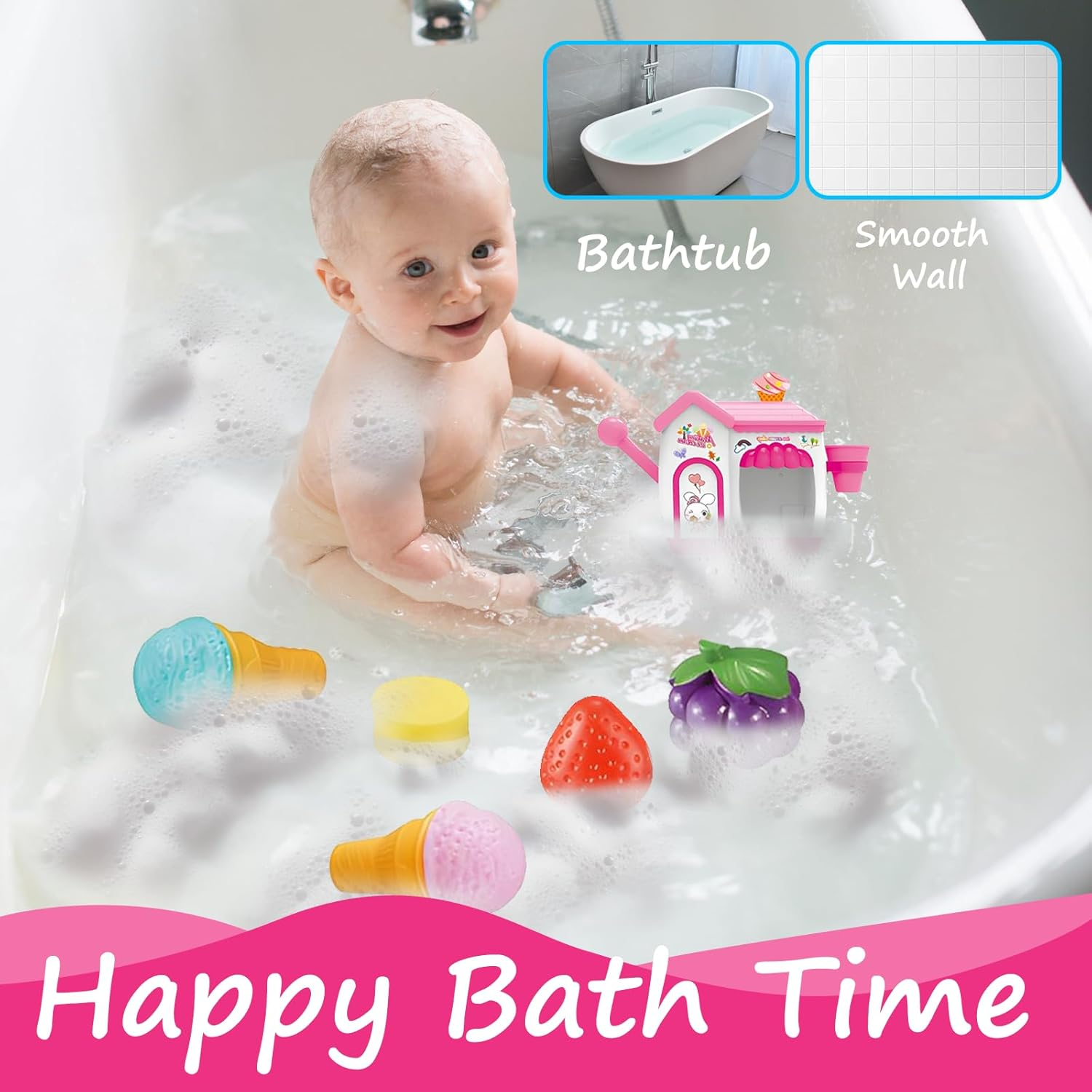 Ice Cream Foam Maker Bath Toys for Kids 3-8 Years, Bubble Pretend Cake Play Set for Toddlers, Fun Bathtub Toys for Boys & Girls, Easter Birthday Gifts Idea image number 5