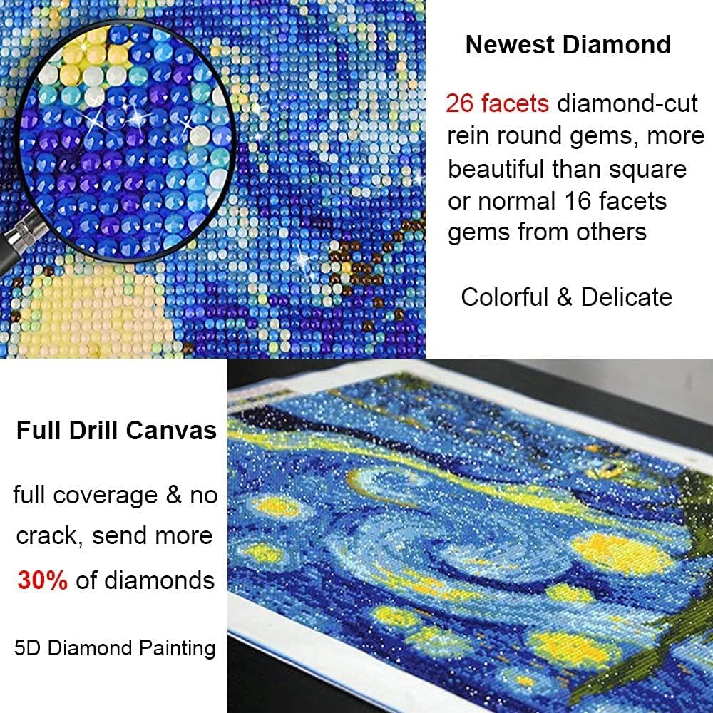 5D Diamond Painting Full Drill - 50Cm X 41Cm Paint by Number Kits Starry Night Diamond Painting Kits for Home Wall Decor image number 6