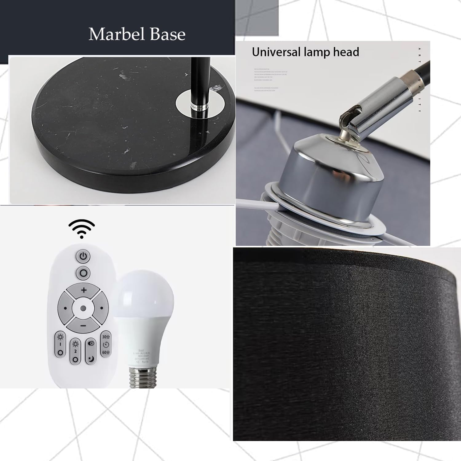 Standing Floor Lamp for Living Room Black Lampshade Adjustable, Floor Light, 12W LED Bulb İncluded, Home Decor Light image number 5