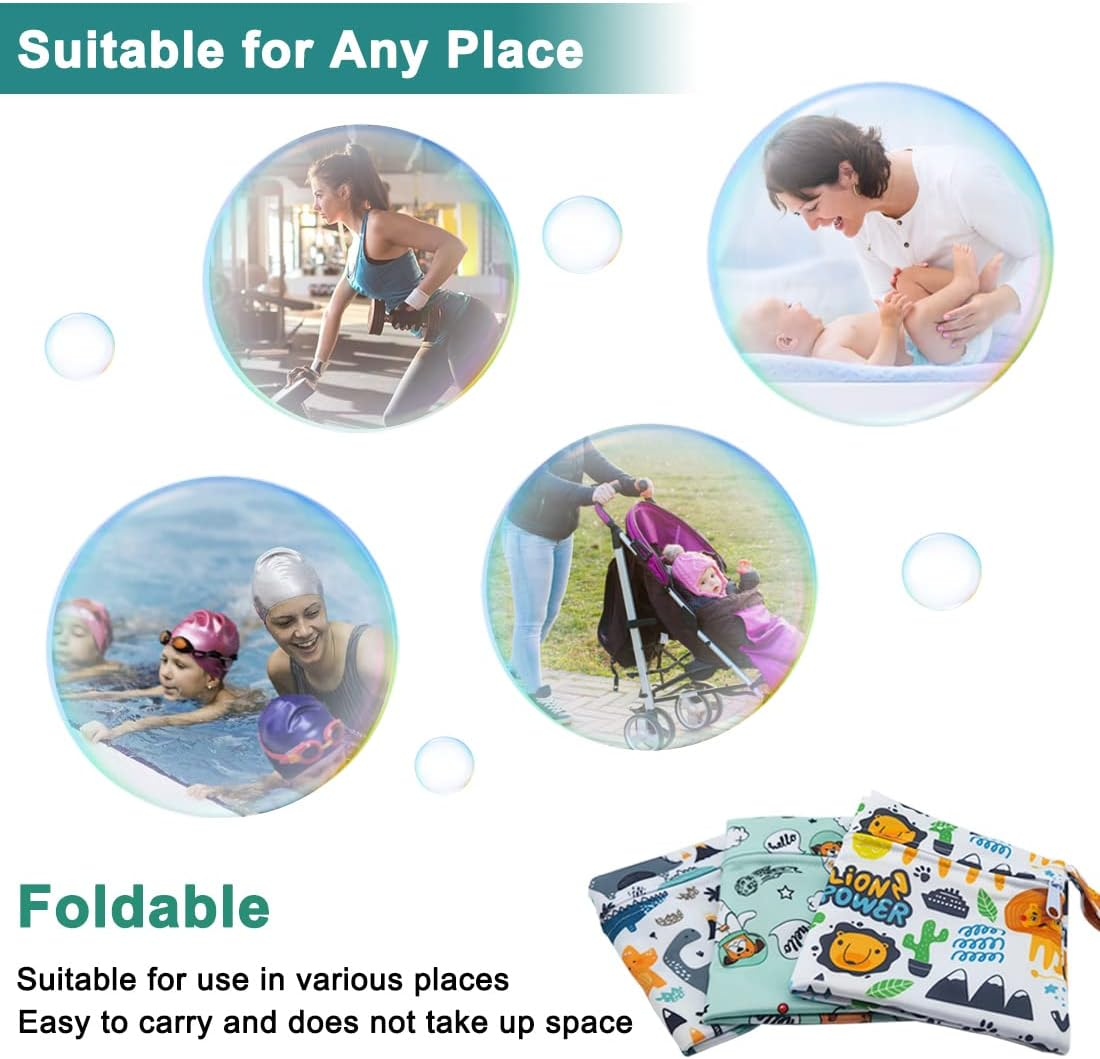 Wet Bag, Wet Bag, Pack of 3 Nappy Bag, Changing Bag, Wet Bags, Reusable Organiser Bag, Washable with Zip for Baby, Toddler, Travel, Gym image number 4