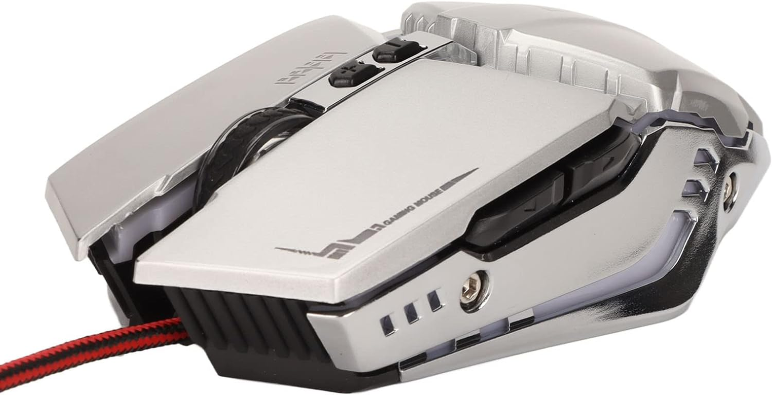 Gaming Mouse Ergonomic Design, USB Gaming Mouse with 4 DPI Adjustable Breathing RBG Backlit, Office Mouse for Desktop Laptop PC (Black)