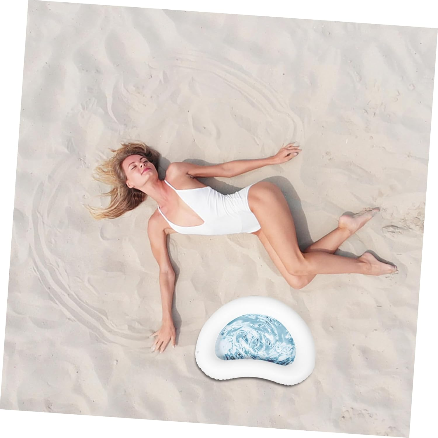 Inflatable Foot Bath Tub Portable Pool Foot Bath for Spa Camping Pattern - Blue image number 3