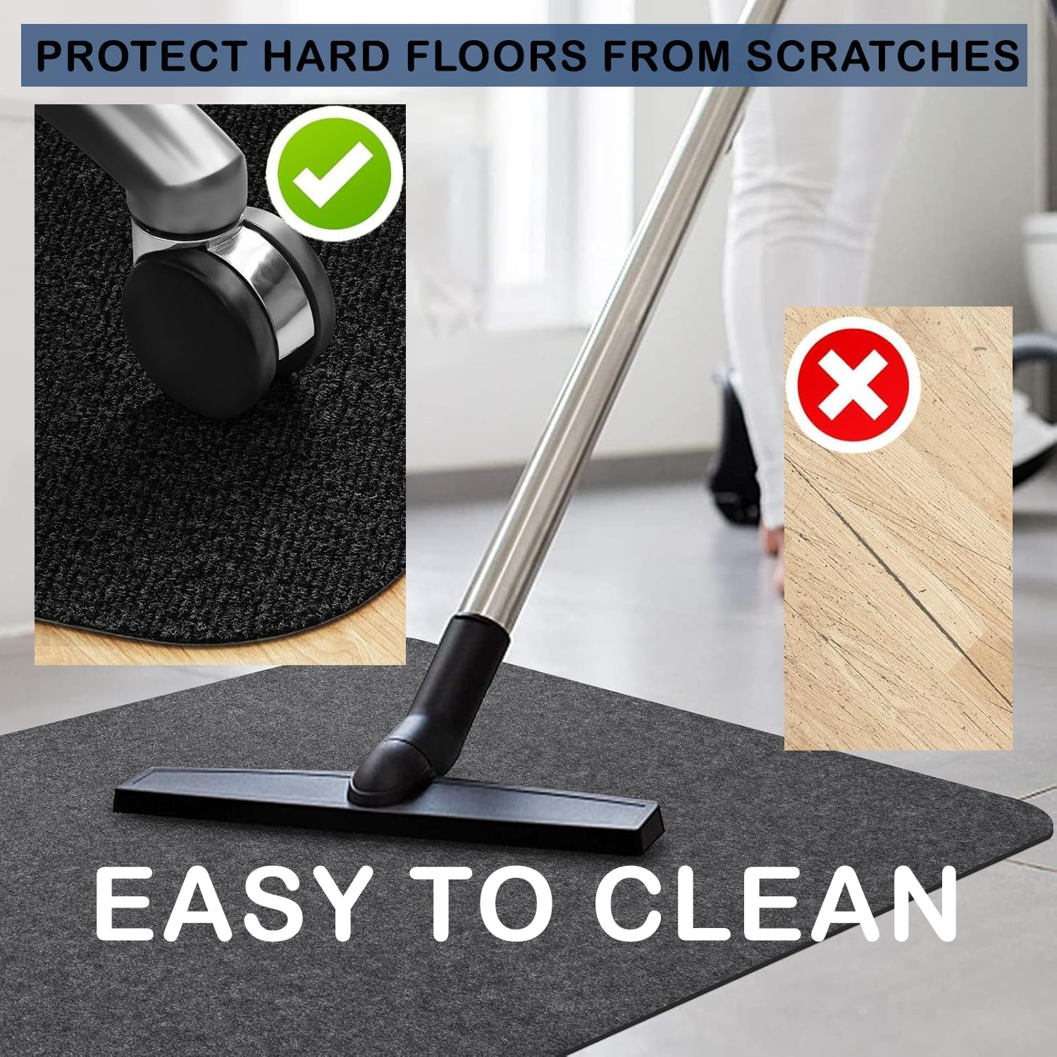 Office Chair Mat for Hardwood Floors - Extra Large 90X140Cm Desk Chair Protector with Anti-Slip Silicone Backing, Noise Reducing & Cut-To-Fit Design, Grey Carpet-Style Floor Protector image number 1