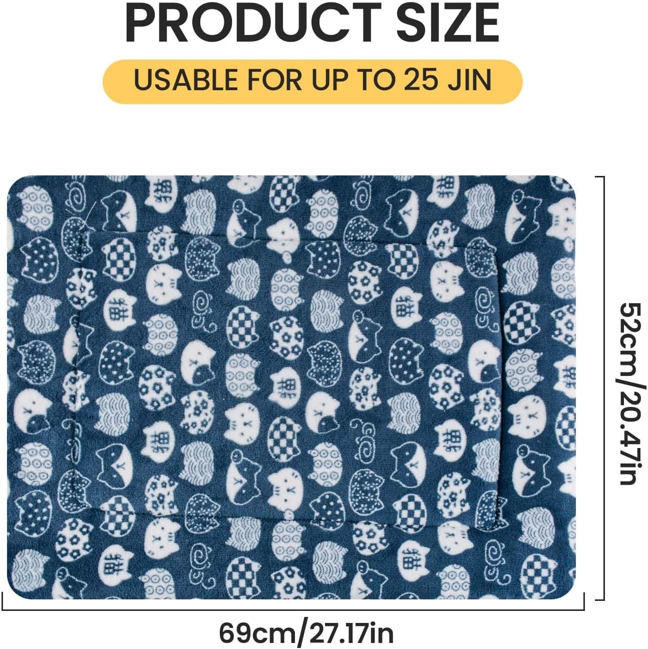 Pet Blanket Premium Fluffy Flannel Cushion,Soft and Warm Mat for Puppy Dog Cat,Dog Bed Mat for Small Medium Dogs Washable Pet Kennel Pad for 27 Inch