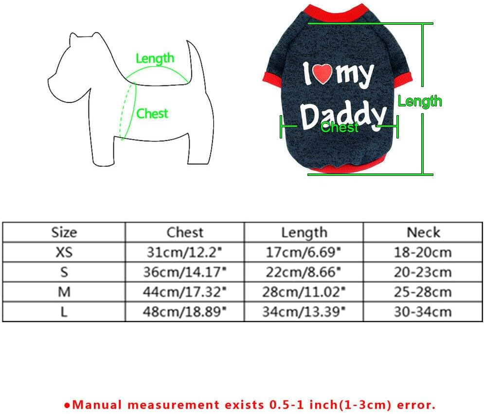 Pet Clothes, Winter Dog Sweater I Love My Mom/Dad Dog Sweatshirt Outfit Warm Dog Costume for Puppy Small Dogs (Mommy, S)