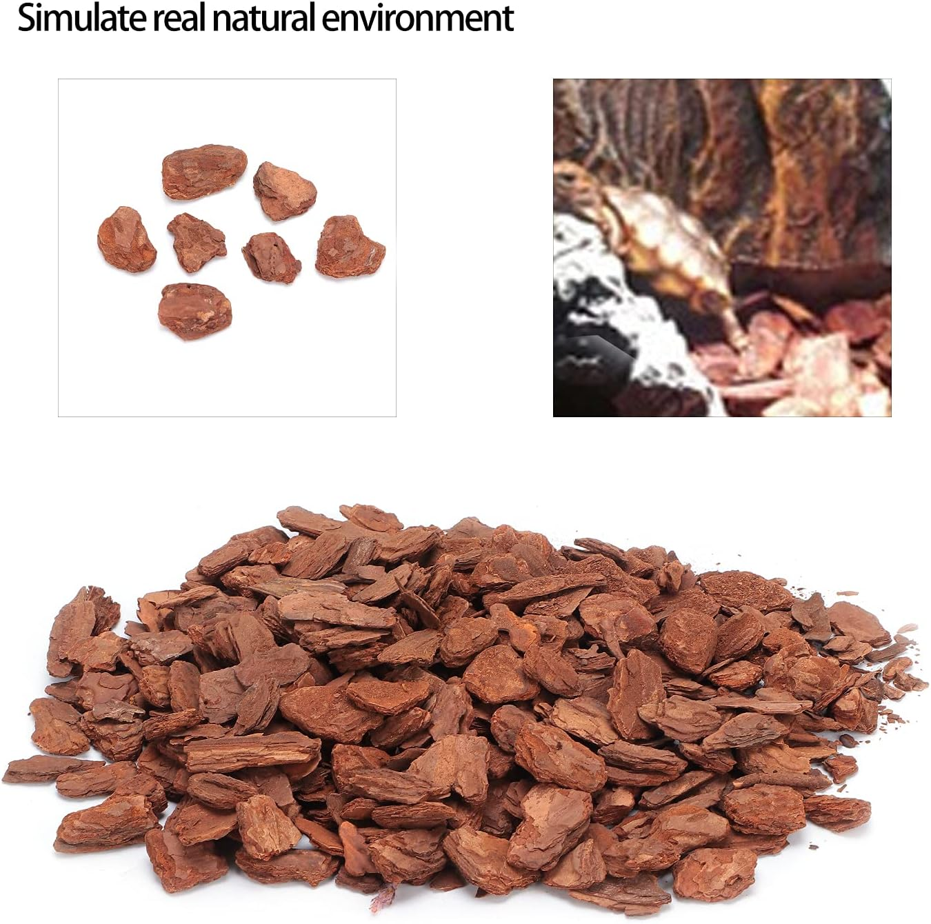 EVTSCAN Snake Bedding, Bark Bedding Reptile Box Bedding Pine Bark Granule Bedding for Tortoises Lizards(Large Particles) image number 2