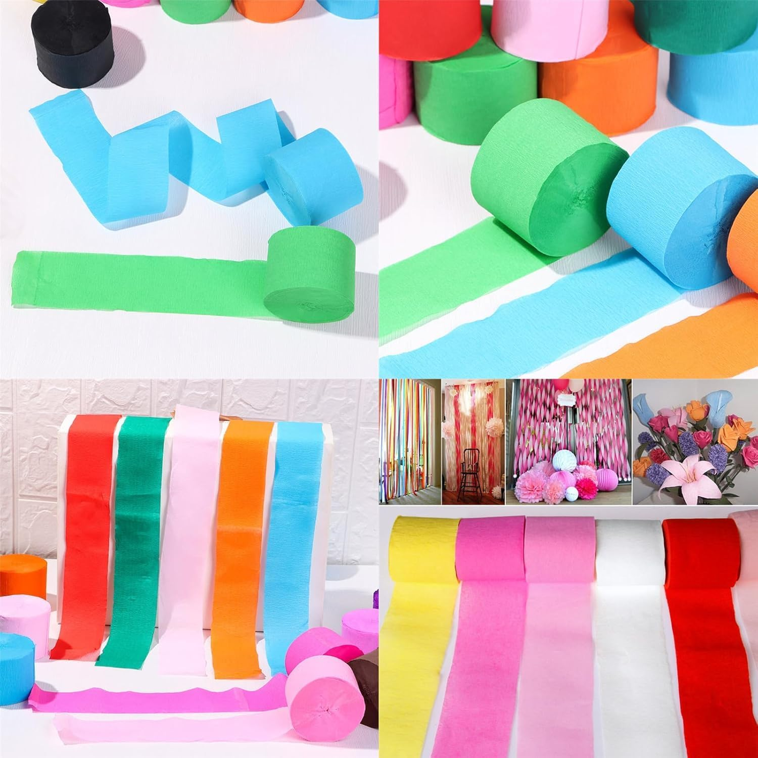 Rainbow Streamers Party Decorations Streamer, 10Pcs Crepe Paper Streamer Hanging Rainbow Streamers image number 5