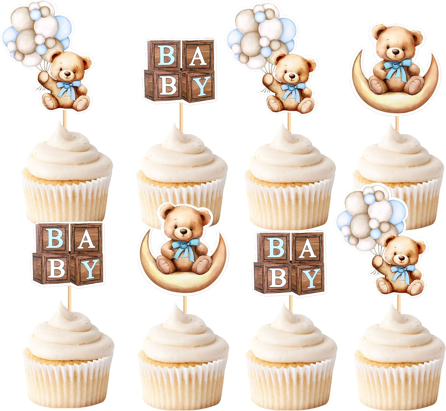 1 PCS We Can Bearly Wait Cake Toppers Selected Baby Shower Cake Decoration Gender Disclosure Theme Baby Shower Children'S Birthday Party Cake Decoration Supplies Blue Bear