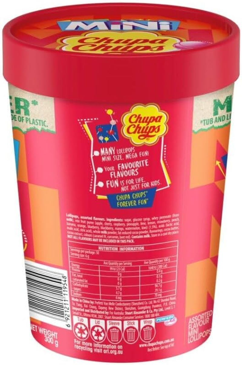 Chupa Chups Best of Mini Tube Small Lollipops, 50 Count