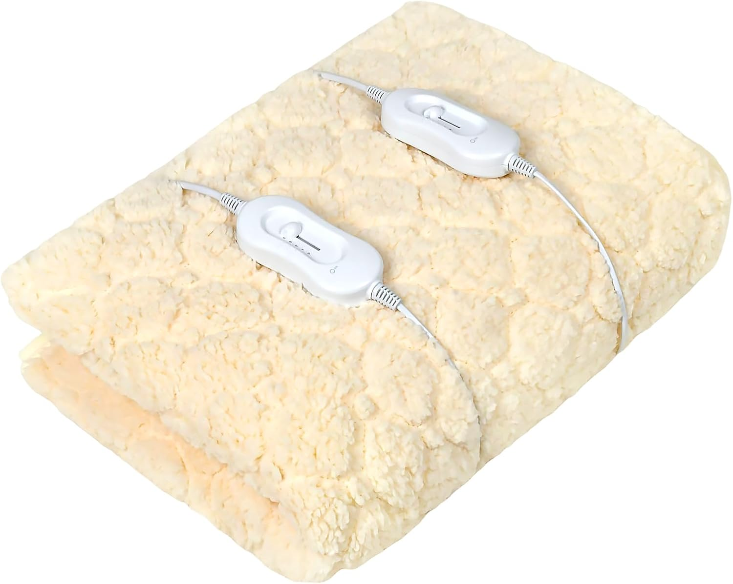 ADVWIN Double Size Electric Blanket, Cotton Fluff Heated Mattress Pad with Dual Control, 3 Heating Settings, Machine Washable, Adjustable Heating Area, 191X139Cm, Beige image number 3