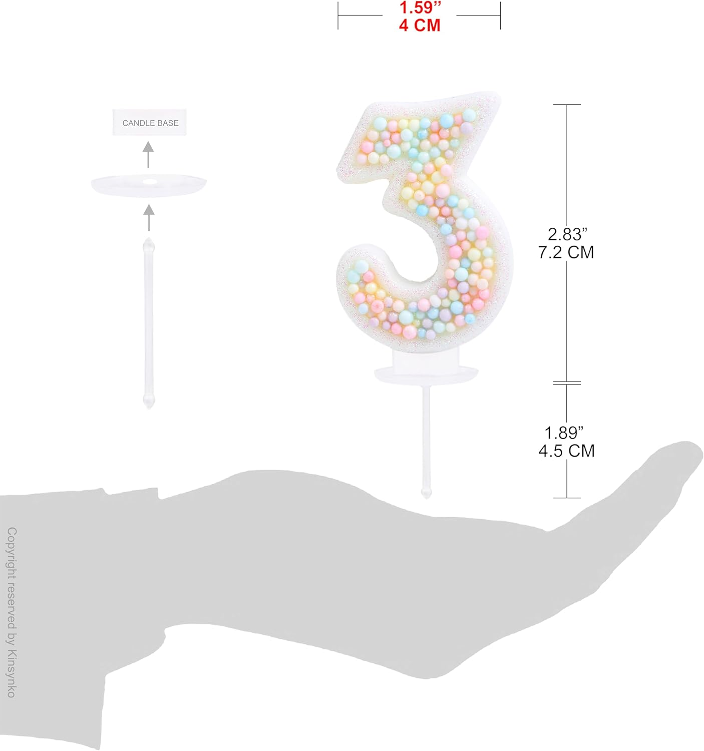 Number 3 Candles for Birthday Cakes, Sweet Theme 3 Birthday Candle Macaron Glitter 3 Candle Birthday Girl Women 3Rd Birthday Wedding Anniversary Party Cake Decoration image number 1