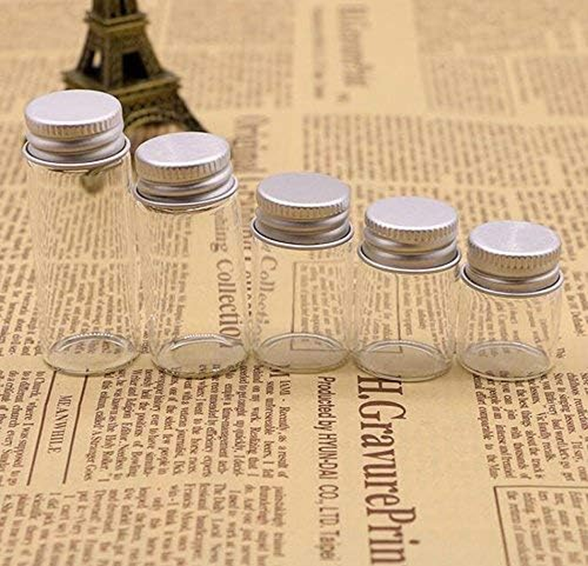 12PCS 15Ml Clear Glass Cute Strong Decorative Bottles Vials Tube Jars Cans Container with Aluminum Cap for Cosmetics Dispensing Sample Message Essential Oil Powders Wishing Storage image number 1