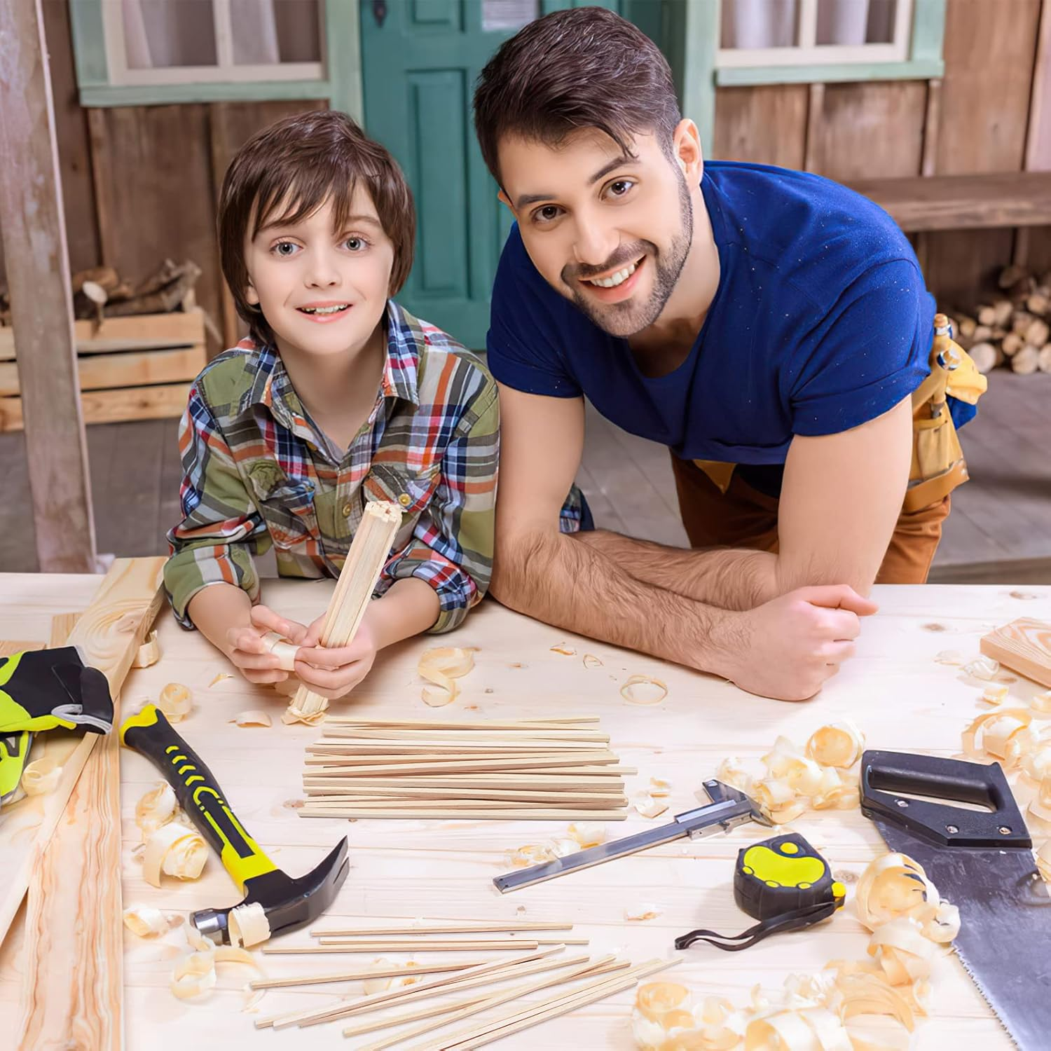 120 Pieces Balsa Wood Sticks 1/8 X 1/8 X 12 Inch Wood Strips Balsa Square Wooden Dowels Hardwood Unfinished Wood Sticks for Crafts DIY Projects Models Making Supplies