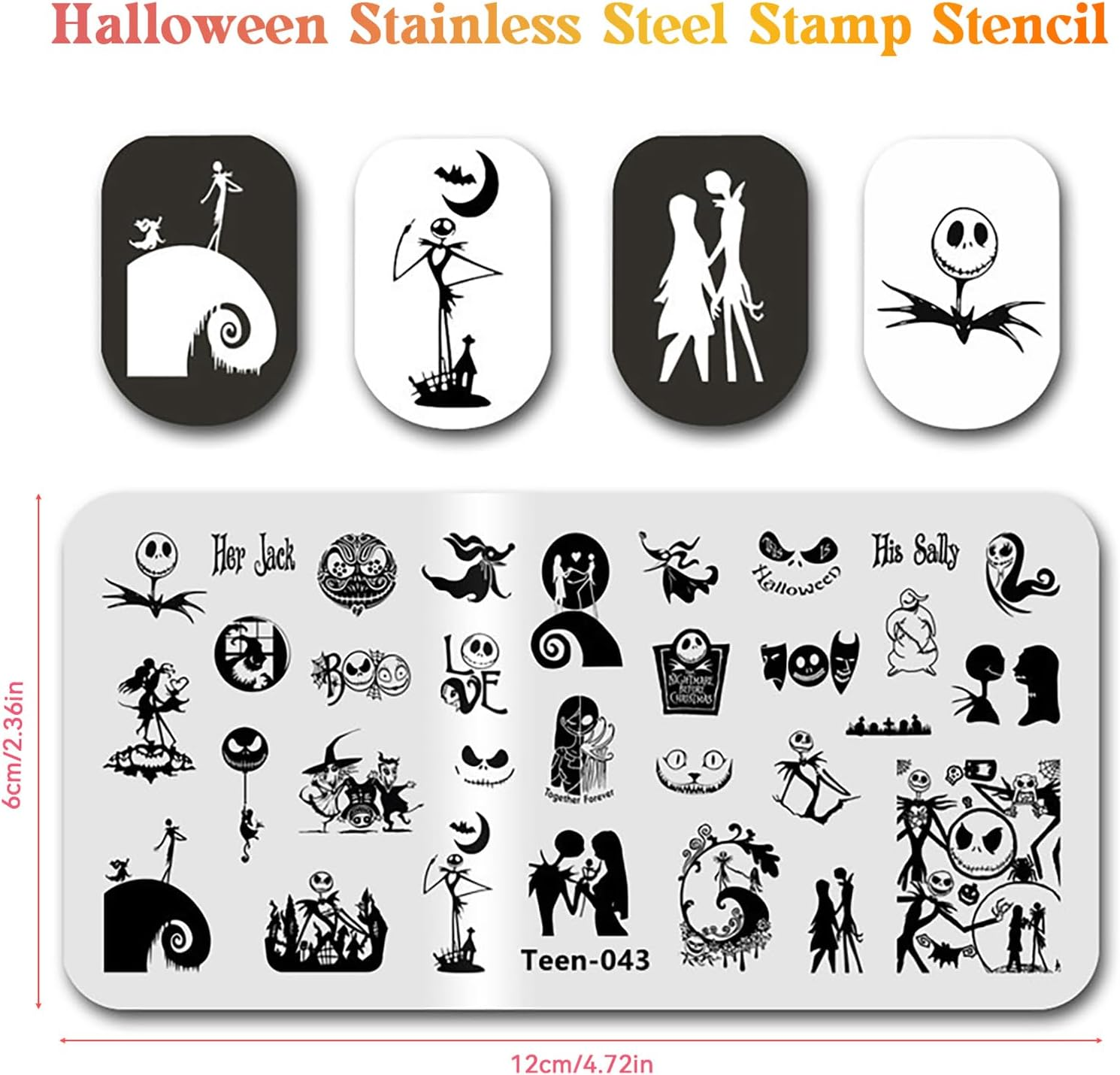 Halloween Nail Stamping Plate Spooky Holiday Nails Stamping Kit Skull Ghost Theme Nail Art Design Plate for Women Girls DIY Home Salon Use image number 5