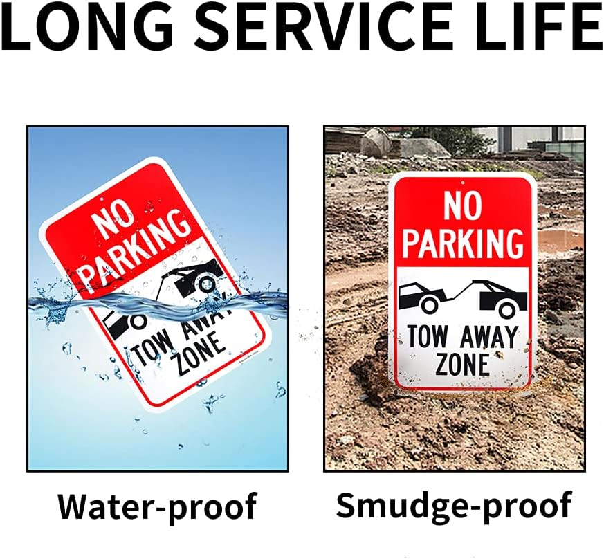 Large No Parking - Tow Away Zone Sign, 18"X 12" .040 Aluminum Reflective Sign Rust Free Aluminum-Uv Protected and Weatherproof