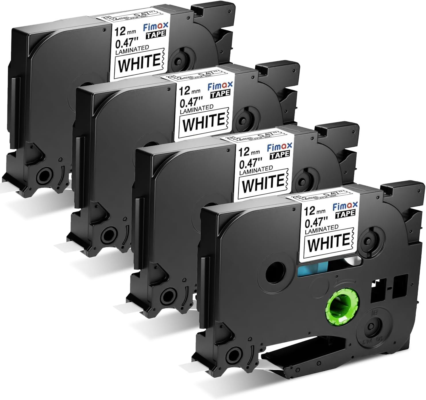 Fimax 4 Packs Tz-231 Tze-231 Label Tape Compatible for Brother P Touch Label Refills, Black on White 0.47'' X 26.2Ft (12Mm/8M),Replacement for Brother Label Maker PT-H105 PT-H107B PT-P300BT