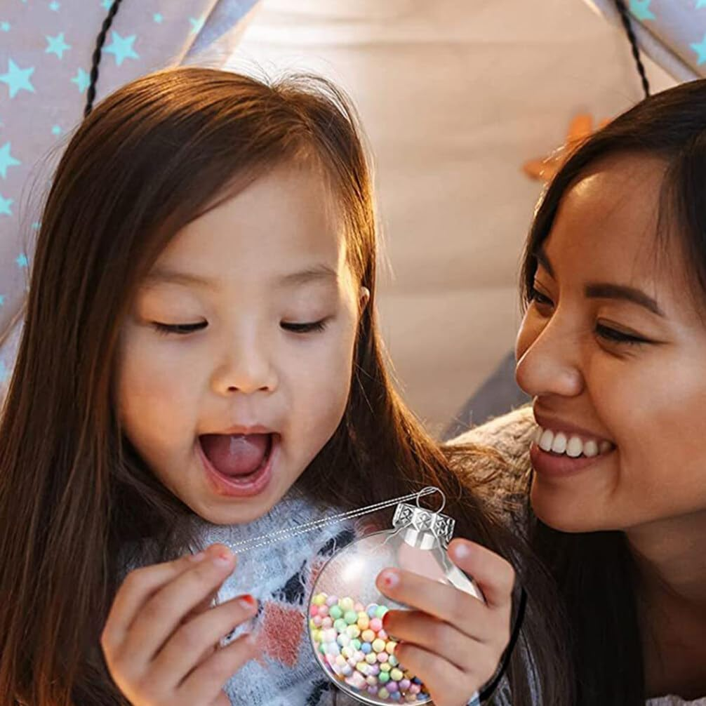 Ciieeo Clear Fillable Baubles 8Cm Flat Transparent Christmas Tree Hanging Ornaments DIY Xmas Party Decorations for Home and Wedding image number 4