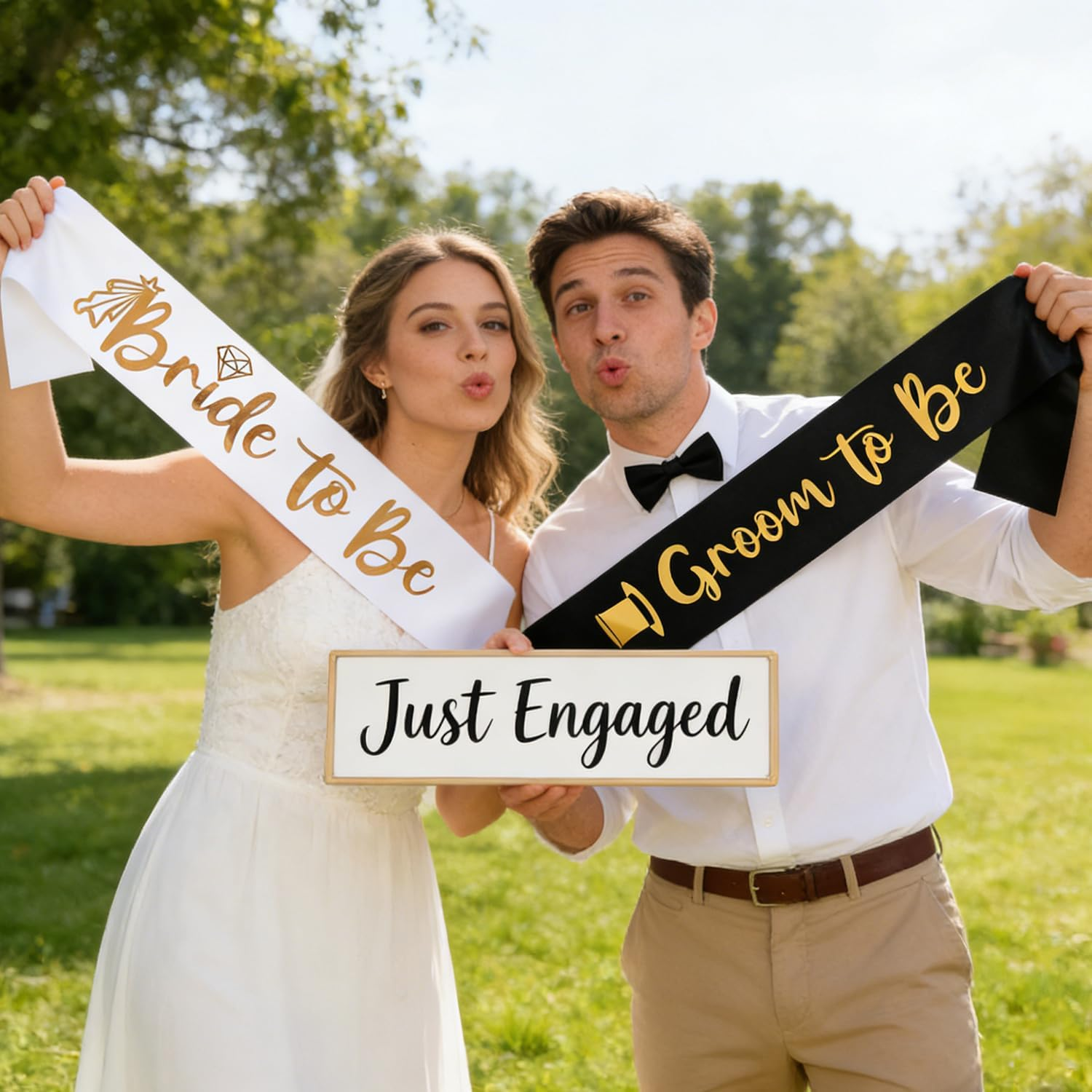 Bride to Be&Groom to Be 2 Pack Sash for Bridal Shower,Bachelorette Party Sash,Bridal Shower Favors and Decorations.(White&Black) image number 5