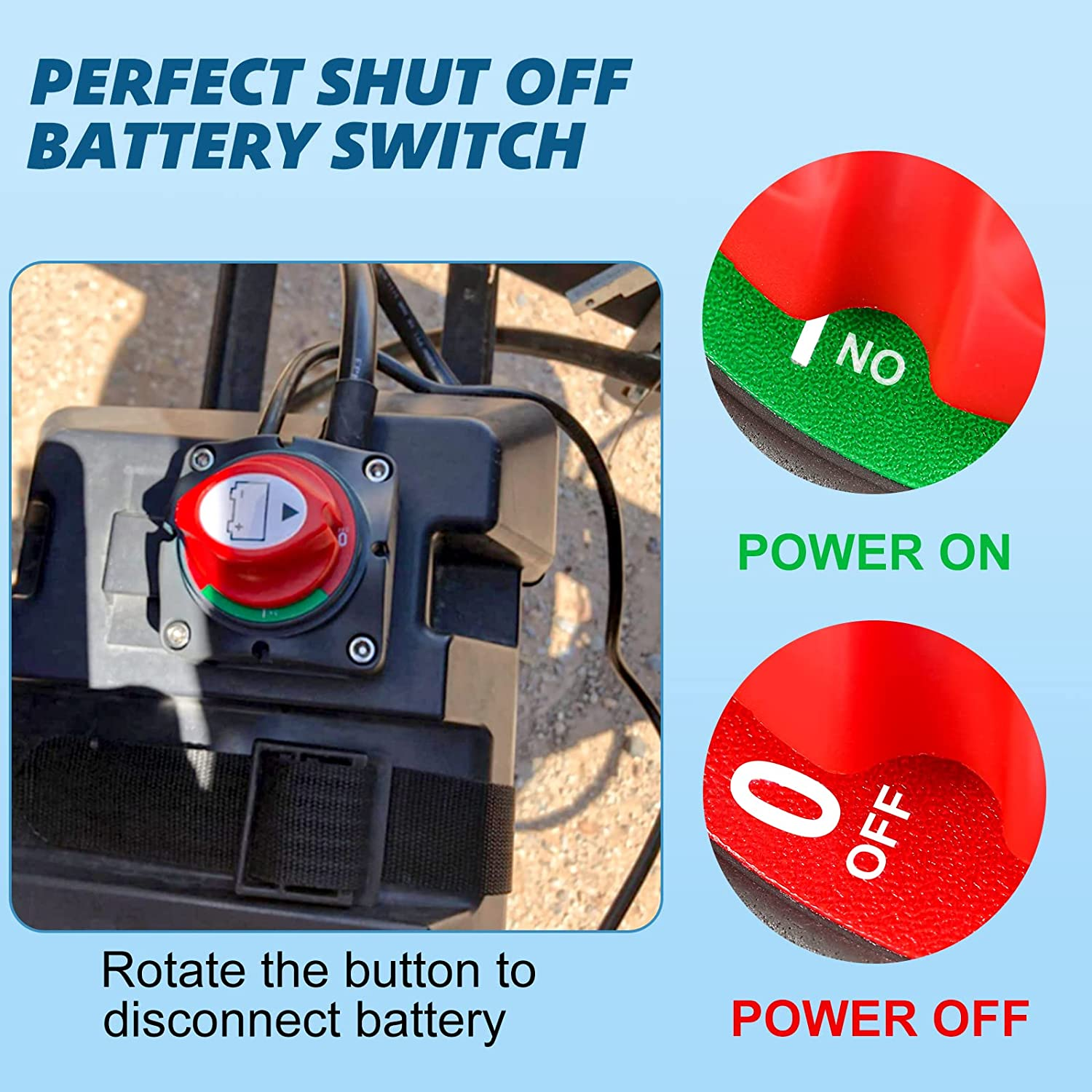 Battery Disconnect Switch, 12V-48V Battery Isolator Switch, 275 Amps High Current Battery Power Cut off Master Switch, Heavy Duty Marine Switch for Car RV Marine Boat Yacht Truck Vehicle image number 6