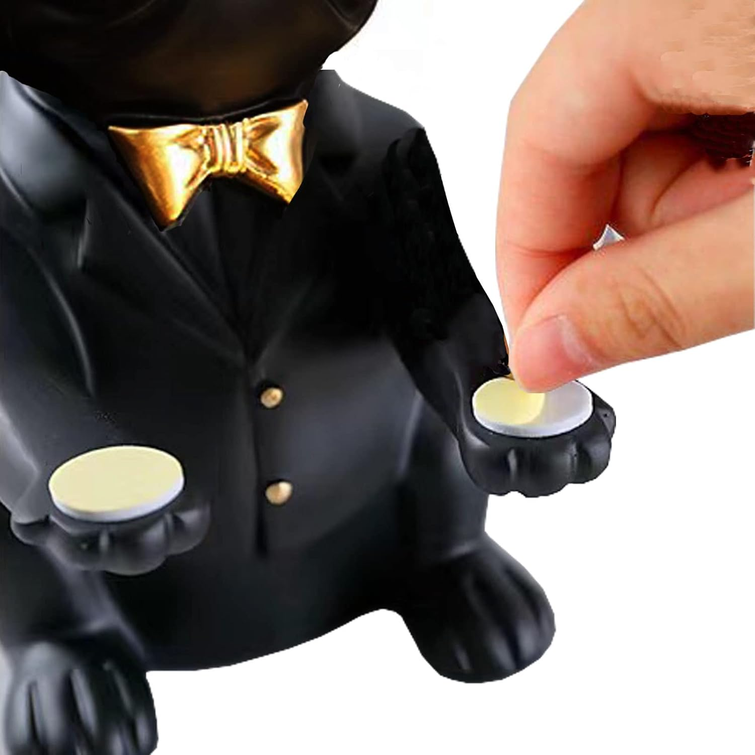 POKSAUAE Resin Bulldog Desk Storage Statue Good Storage Box for Keys, Household Items, Etc Black image number 4