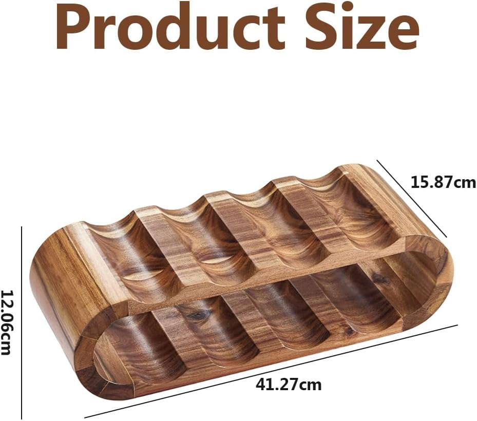 &zwnj;MOTRAIN 2-Tier Acacia Wood Wine Rack, 8 Bottle Countertop Holder, Freestanding Wine Storage for Cabinet, Bar & Pantry | No Assembly Required, Natural Finish Home D&eacute;cor & Gift (Sturdy & Space-Saving) image number 3