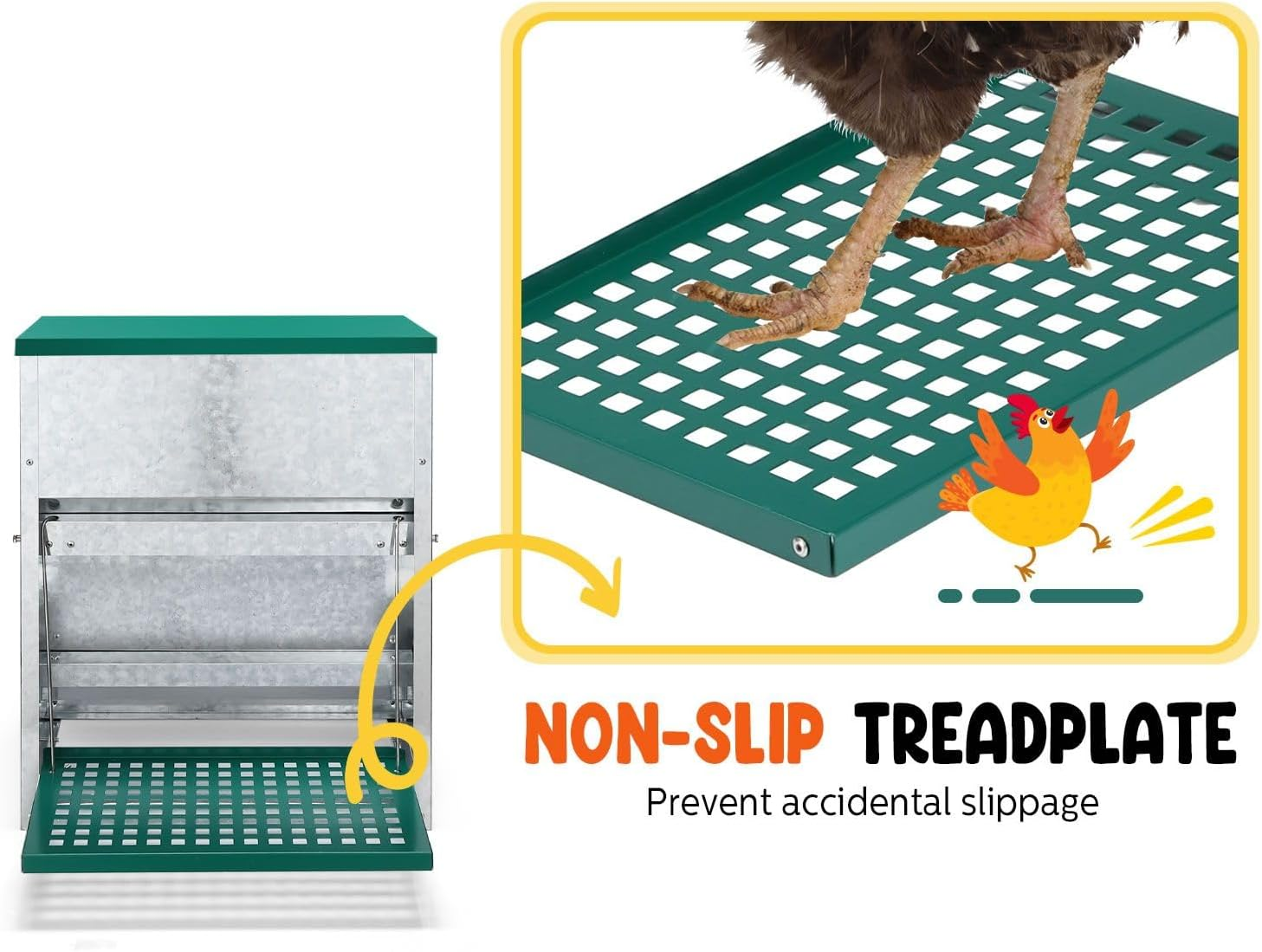 Auto Chicken Feeder 10Kg Automatic Treadle Poultry Chook Rat Proof Food Dispenser Feeding Equipment Galvanized Steel image number 2