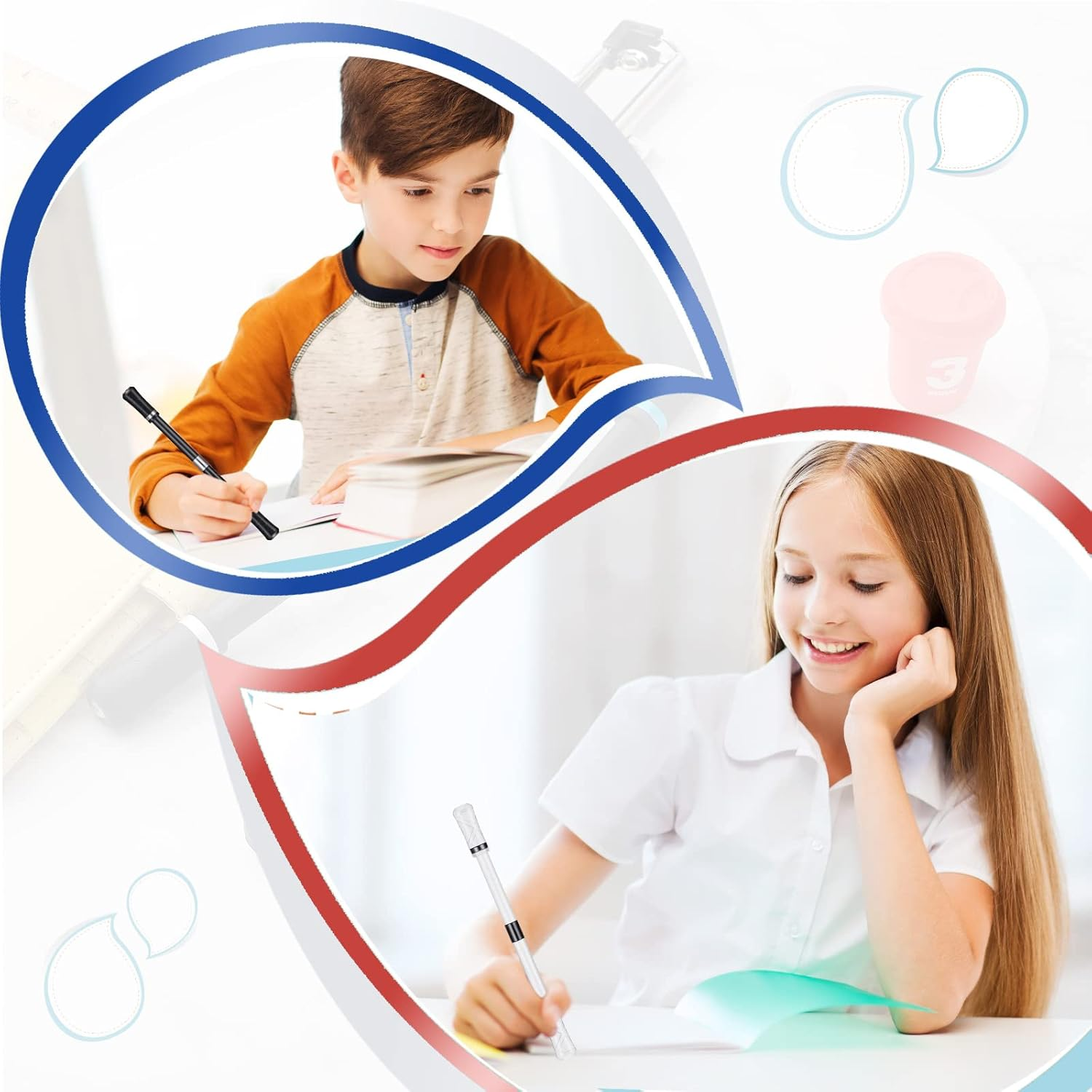 4 Pieces Pen Spinning Fidget Flying Pen Mods for Students - Finger Rotating Gaming Pen without Refill - White and Black image number 6