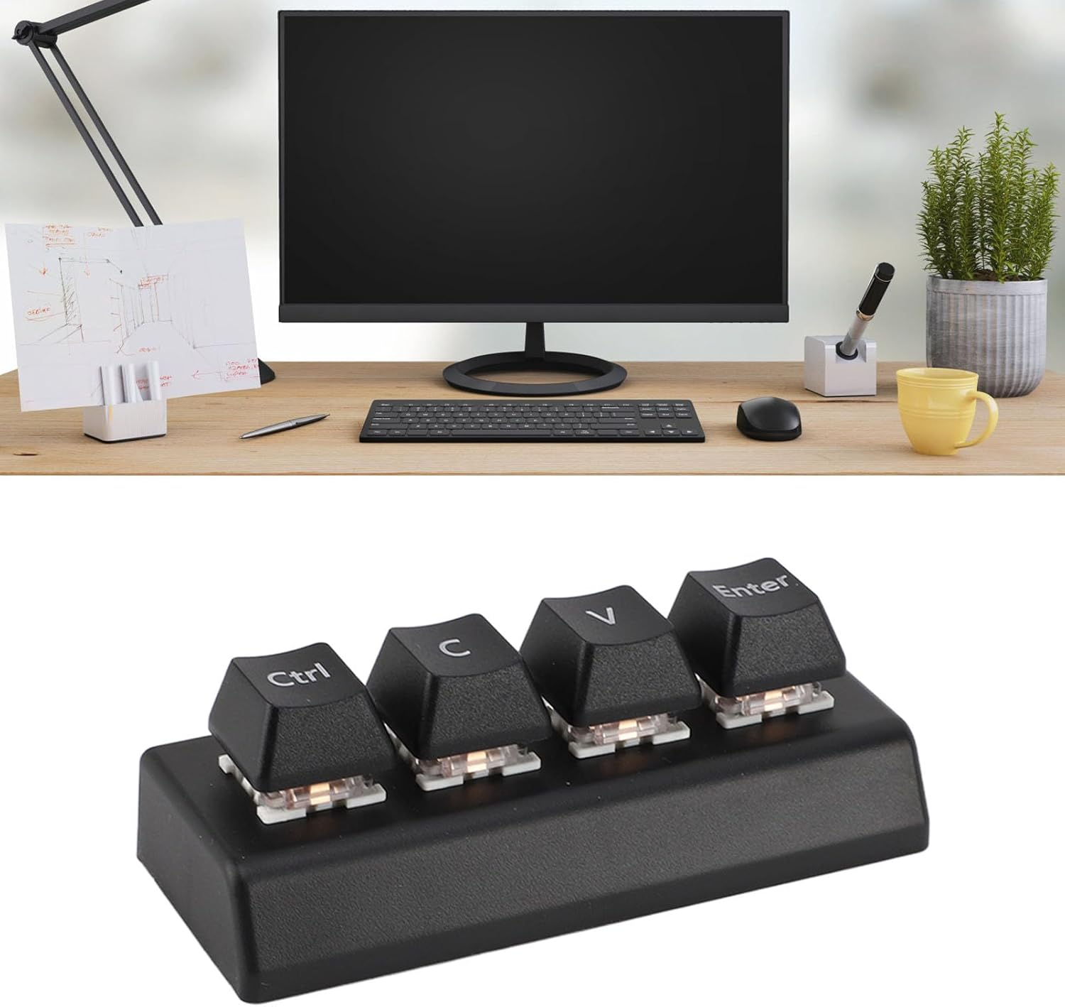 Gaming Keypad Strg C Strg V Tastatur Memory Function Macro Keypad Programmable Enter Keyboard for Family (Black) Gaming Keyboards image number 2