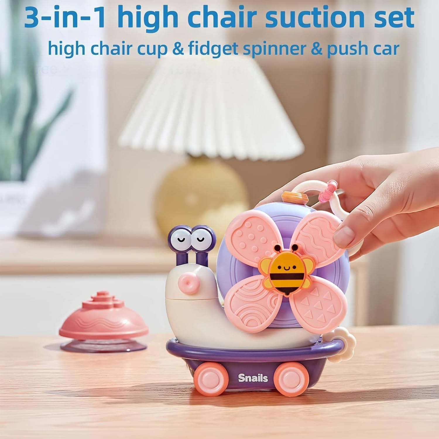Montessori Sensory Toys，Infant Toys Can Be Assembled and Disassembled，High Chair Toy Can Be Broken down into Baby Car Toy/Spinning Top (Purple) image number 4