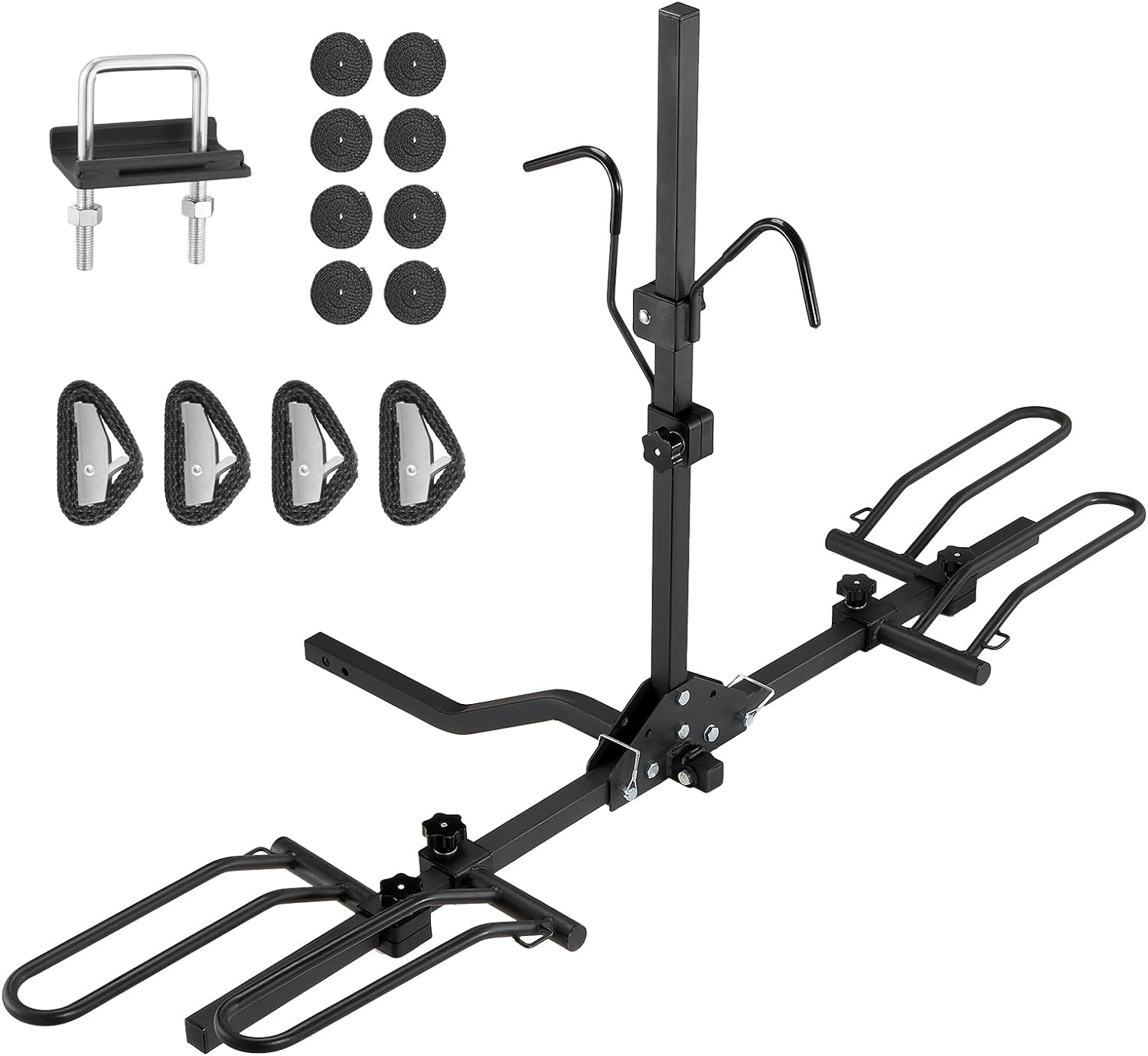VEVOR Hitch Mount Bike Rack, 80 LBS Capacity Ebike Rack, 2-Bike Platform Style for 1.25-/2-Inch Hitch Receiver, Titling and Folding Bike Carrier with Tires up to 2.4" Wide, for Car, SUV, Truck, RV