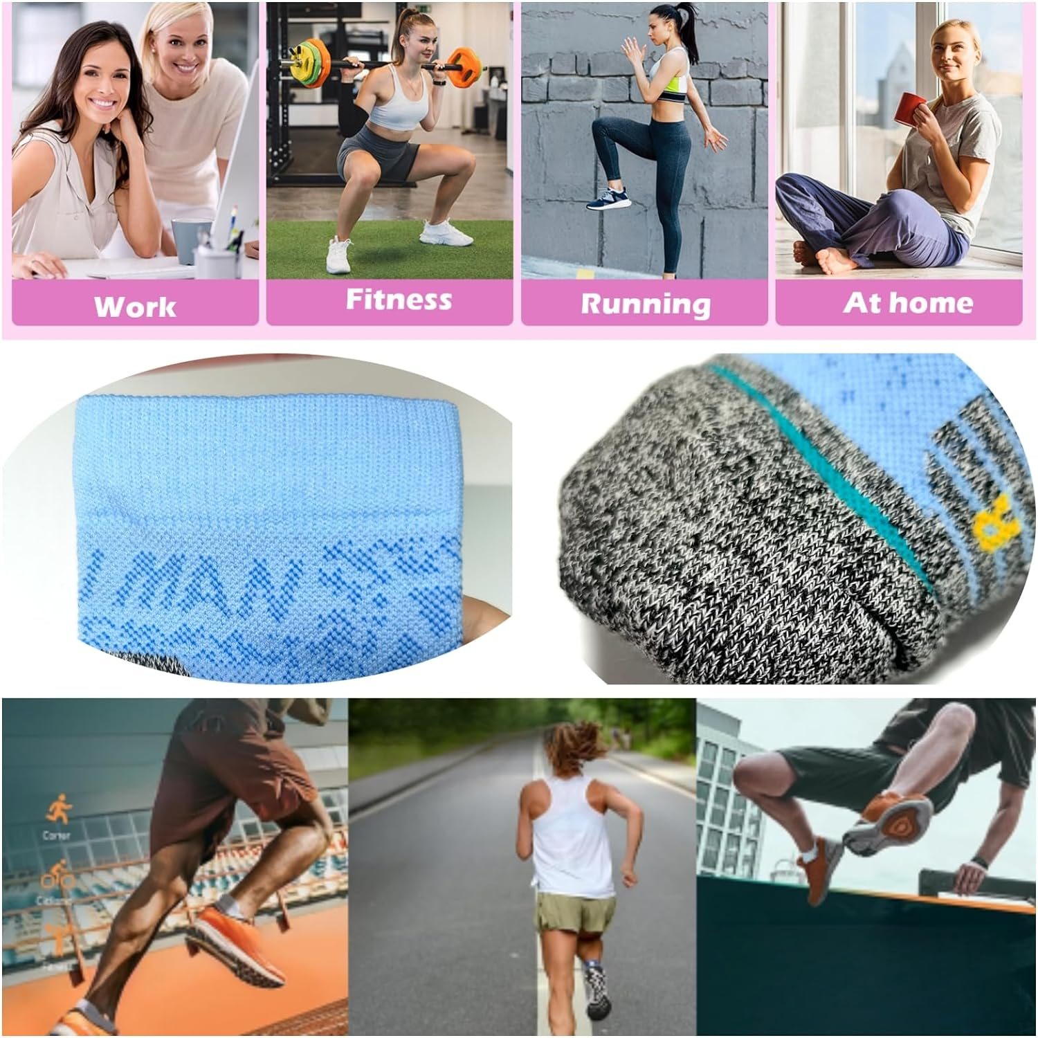 2/3 Pairs Ankle Socks Men Women Breathable Cotton Cushion Tab Crew Socks Wicking Non-Slip Athletic Trainer Socks X131
