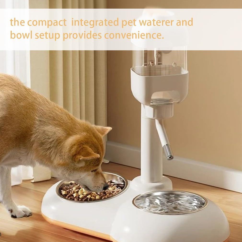 Dog Drinking Fountain with Stand, Pet Standing Drinking Fountain Bowl Removable, Double Bowl Adjustable Automatic Drinking Fountain, Pet Slow Drinking Bottle for Indoor Pet Water Feeding image number 5