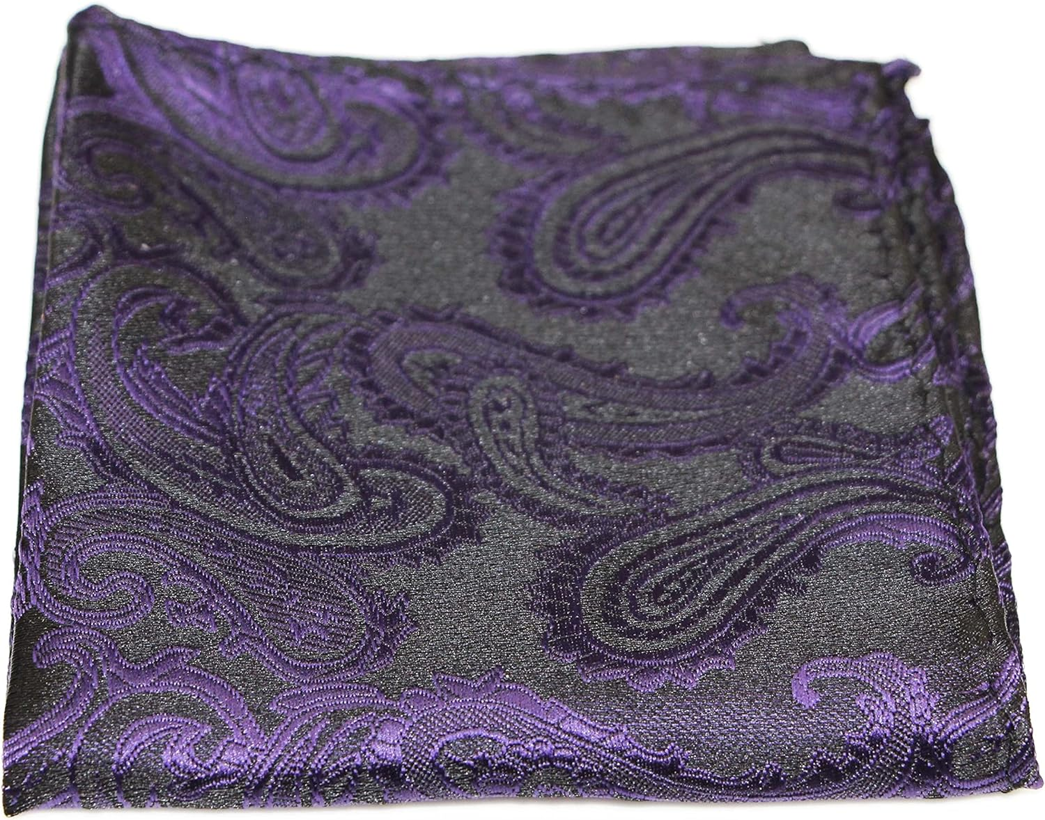 Mens Purple & Black Paisley Pocket Square Purple, Black