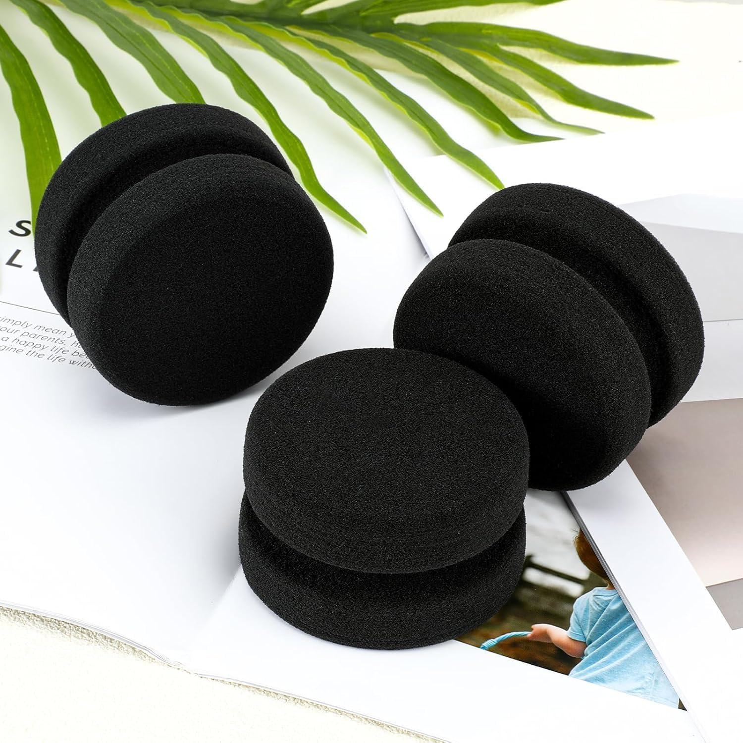 3 PCS Sponge Brushes for Painting, Foam Paint Brushes Paint Sponge Applicator, Double-Side round Detail Art Craft Painting Sponges for Car Waxing Acrylic Oil Watercolor Art Paint (Black, One Size) image number 4